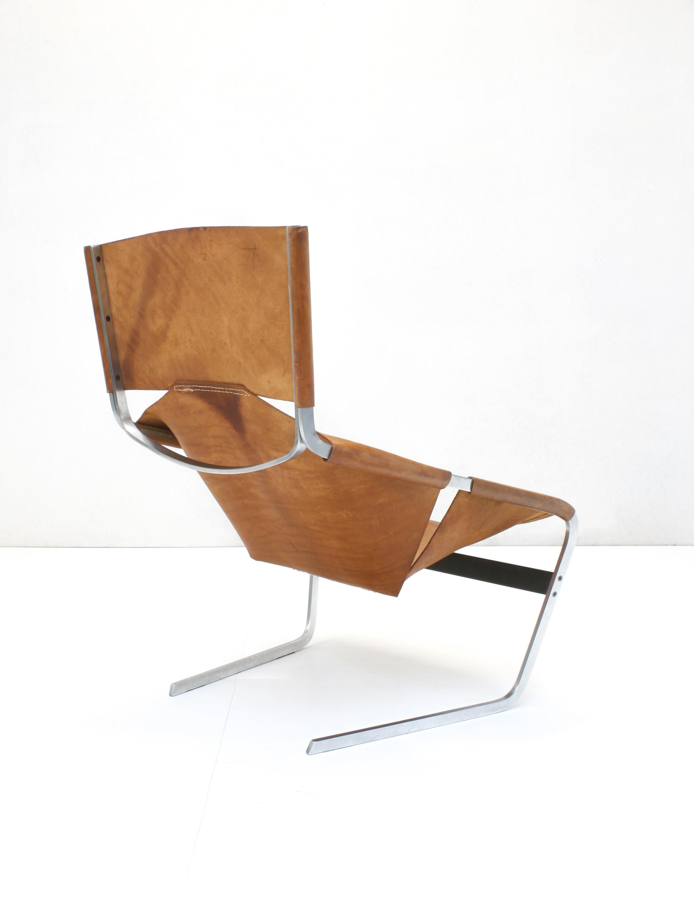 Mid-Century Modern First Edition Leather F444 Cantilever Lounge Chair by Pierre Paulin for Artifort