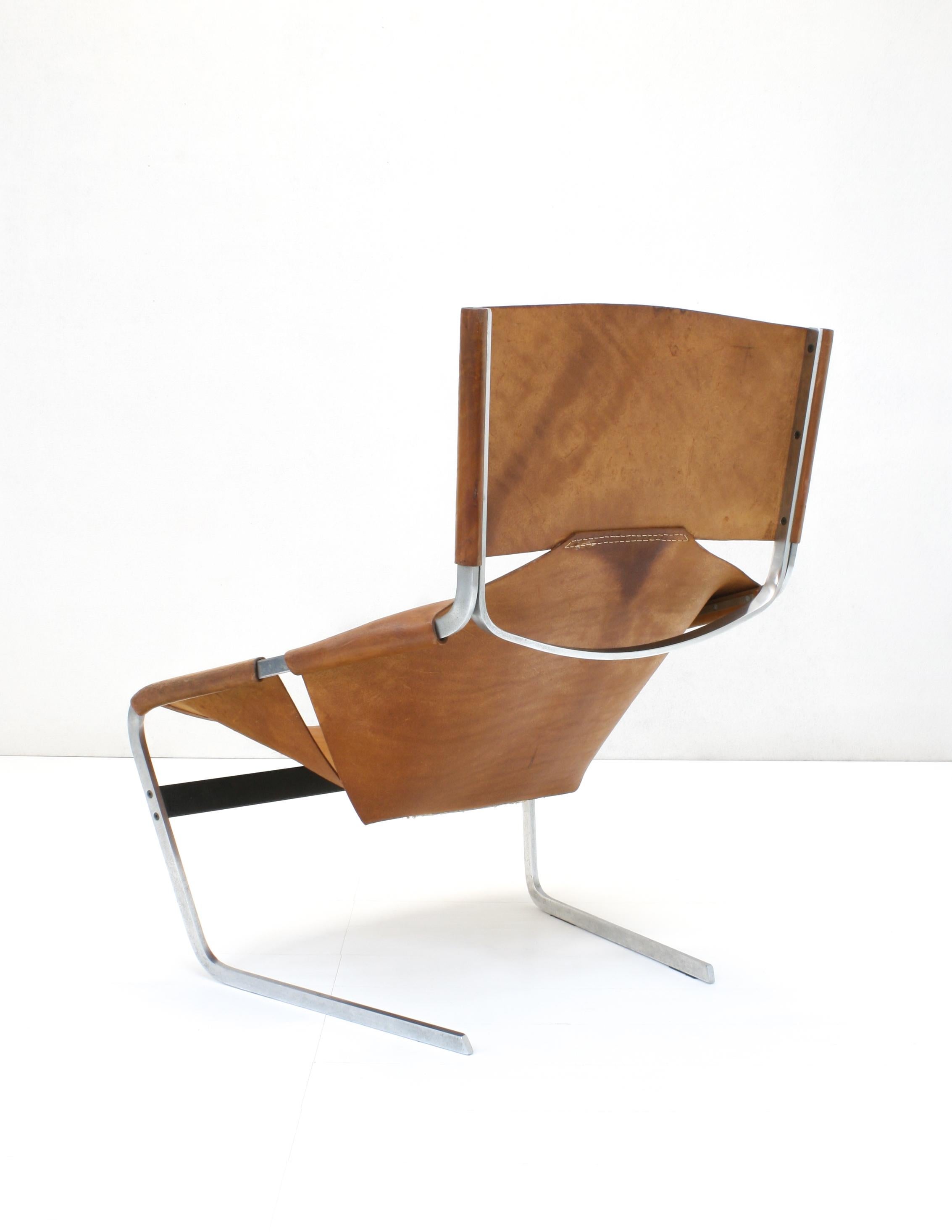 Dutch First Edition Leather F444 Cantilever Lounge Chair by Pierre Paulin for Artifort