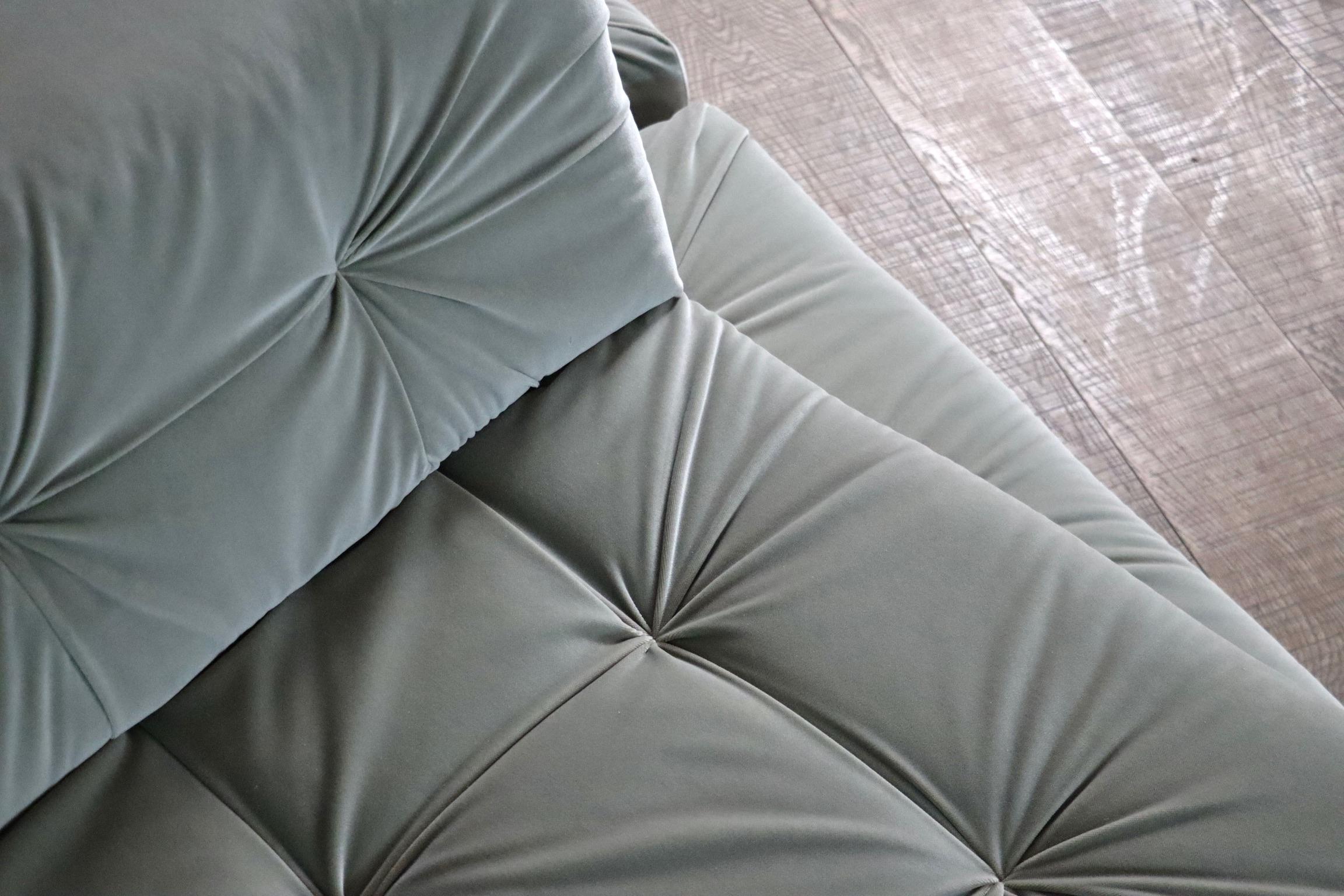 First Edition Mah Jong sofa in sage green velvet by Hans Hopfer for Roche Bobois 2