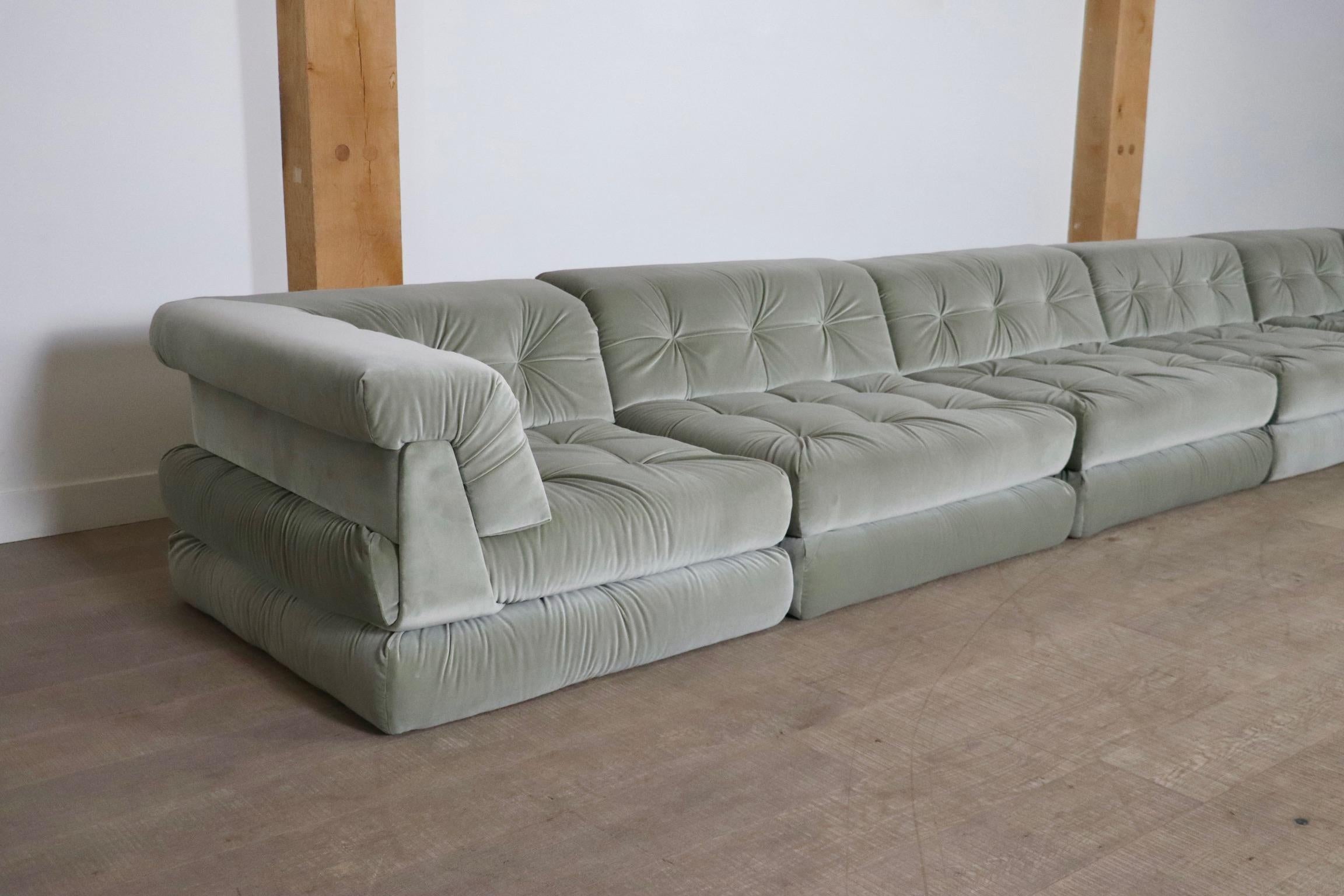 sage green velvet couch