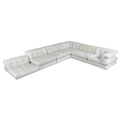 Vintage First Edition MahJong Sofa in White Linen by Roche Bobois, 1970s