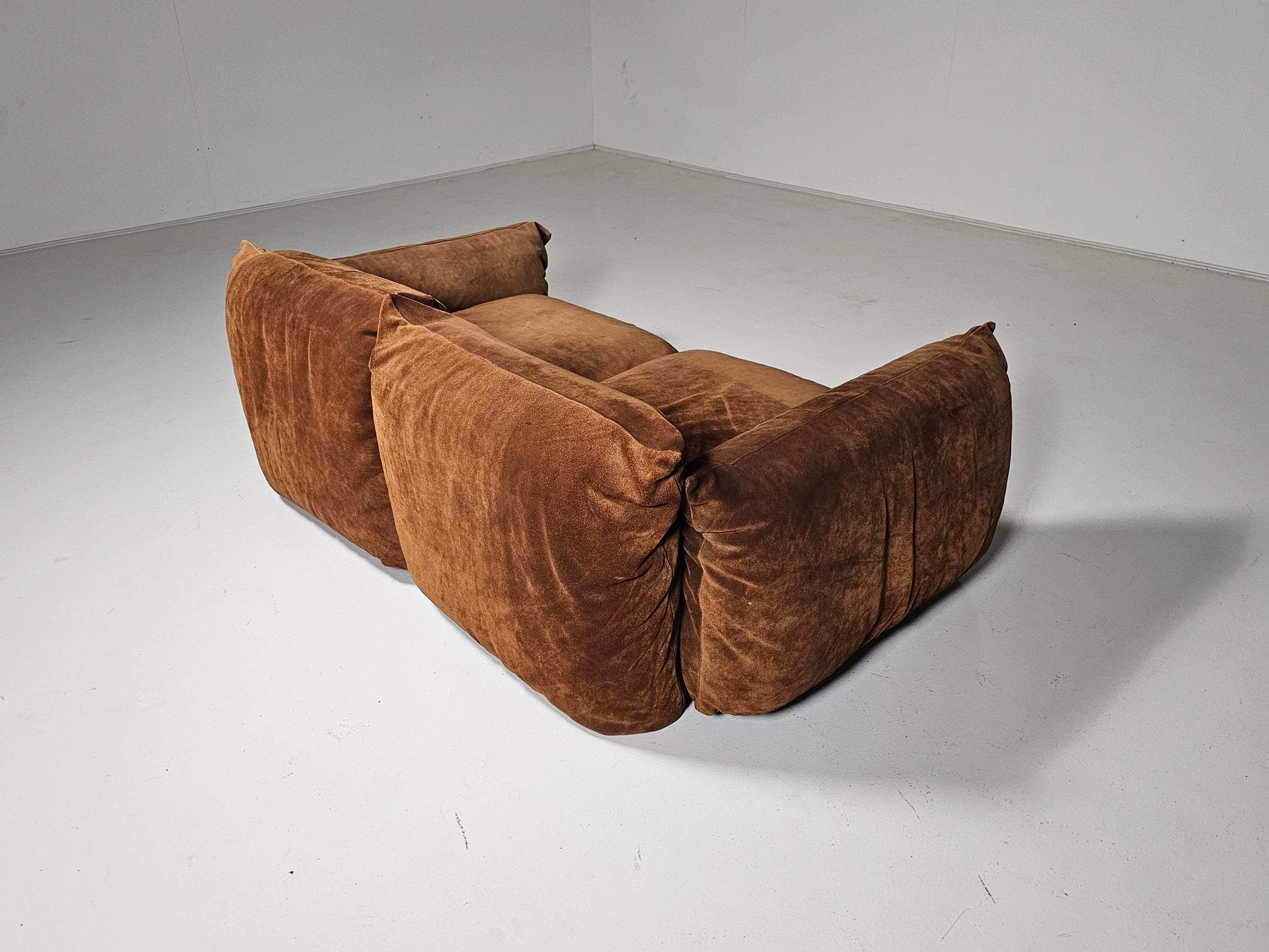 First Edition Mario Marenco 2-seater sofa in light brown suede, Arflex, 1970s 2
