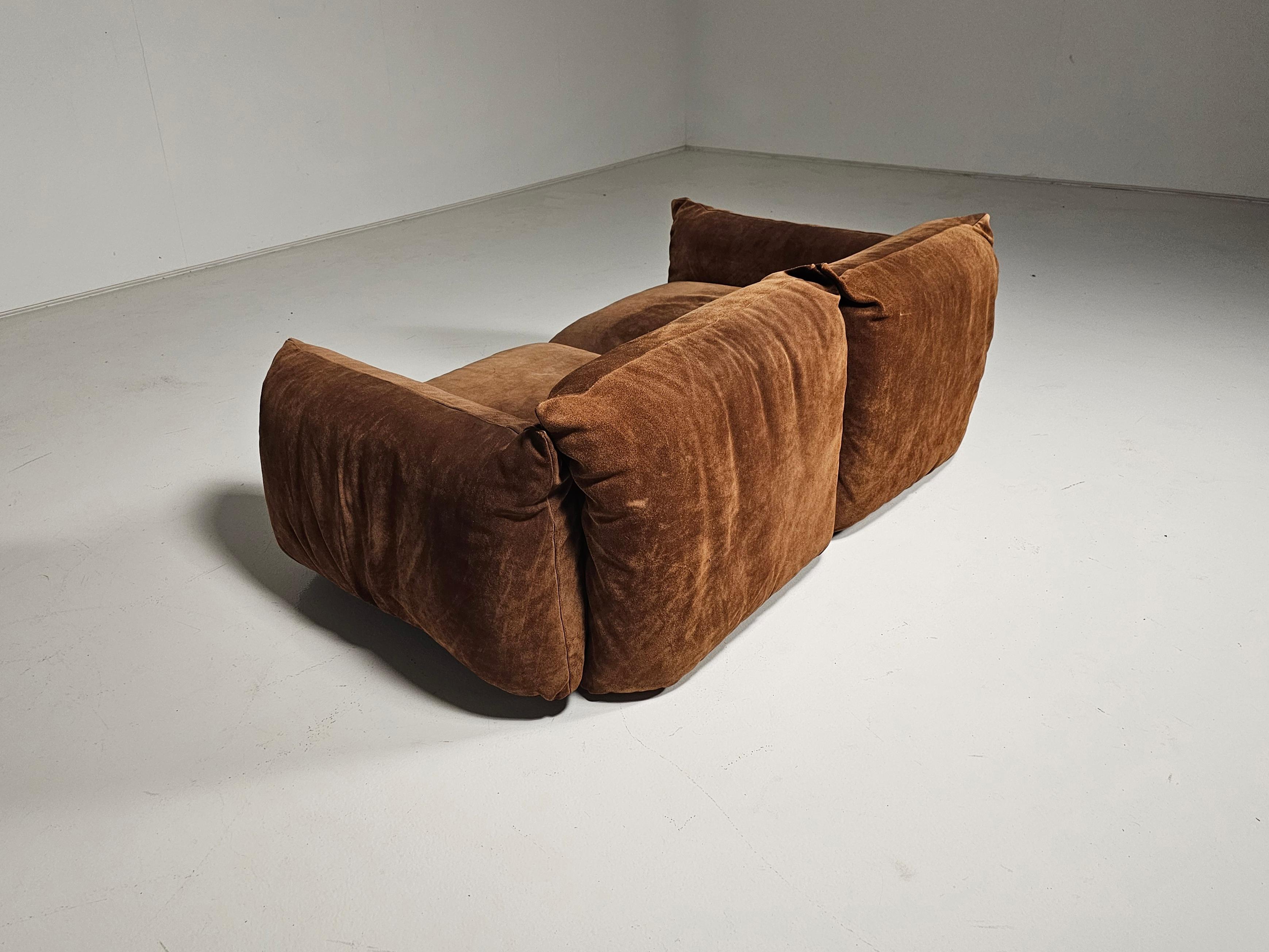 First Edition Mario Marenco 2-seater sofa in light brown suede, Arflex, 1970s 3