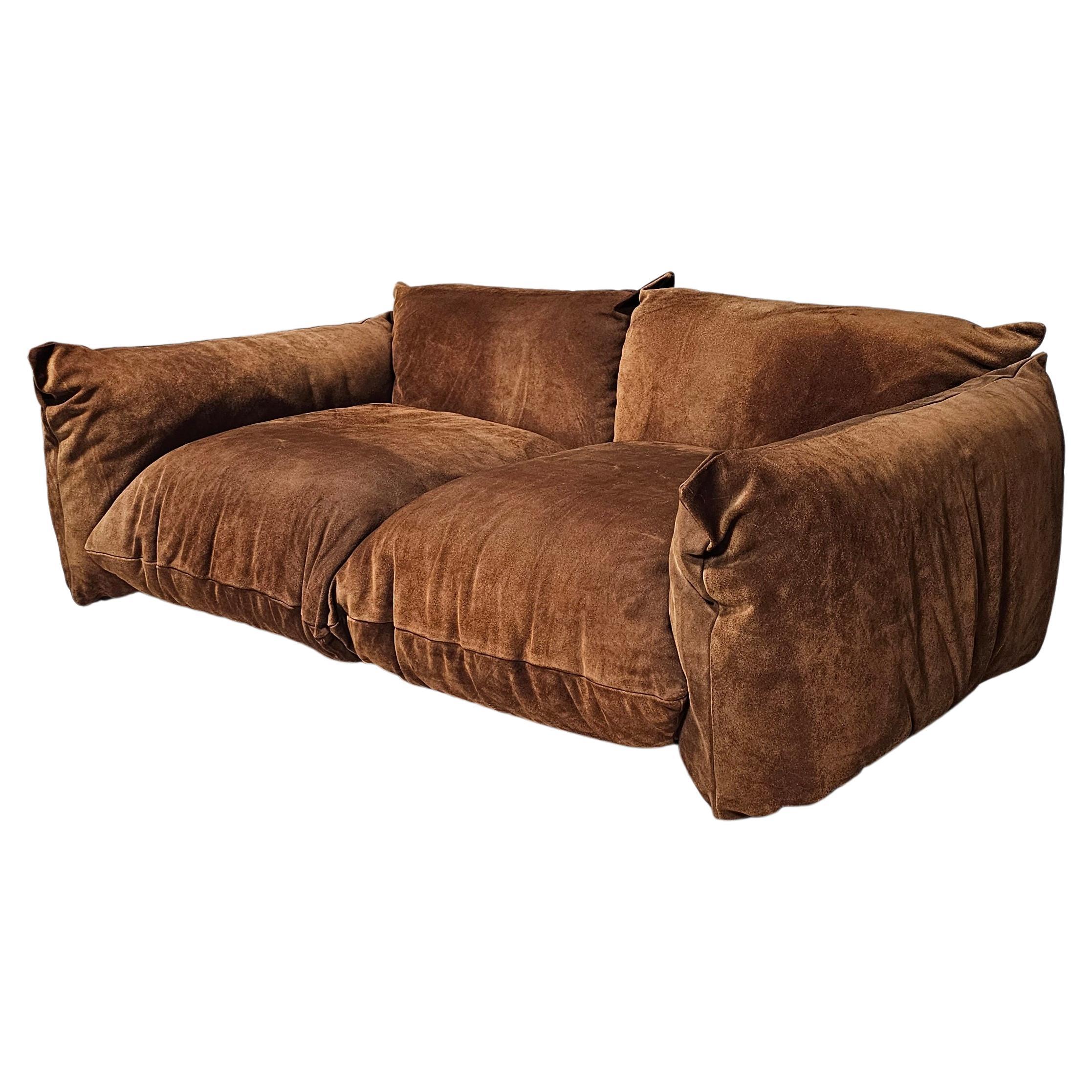 First Edition Mario Marenco 2-seater sofa in light brown suede, Arflex, 1970s