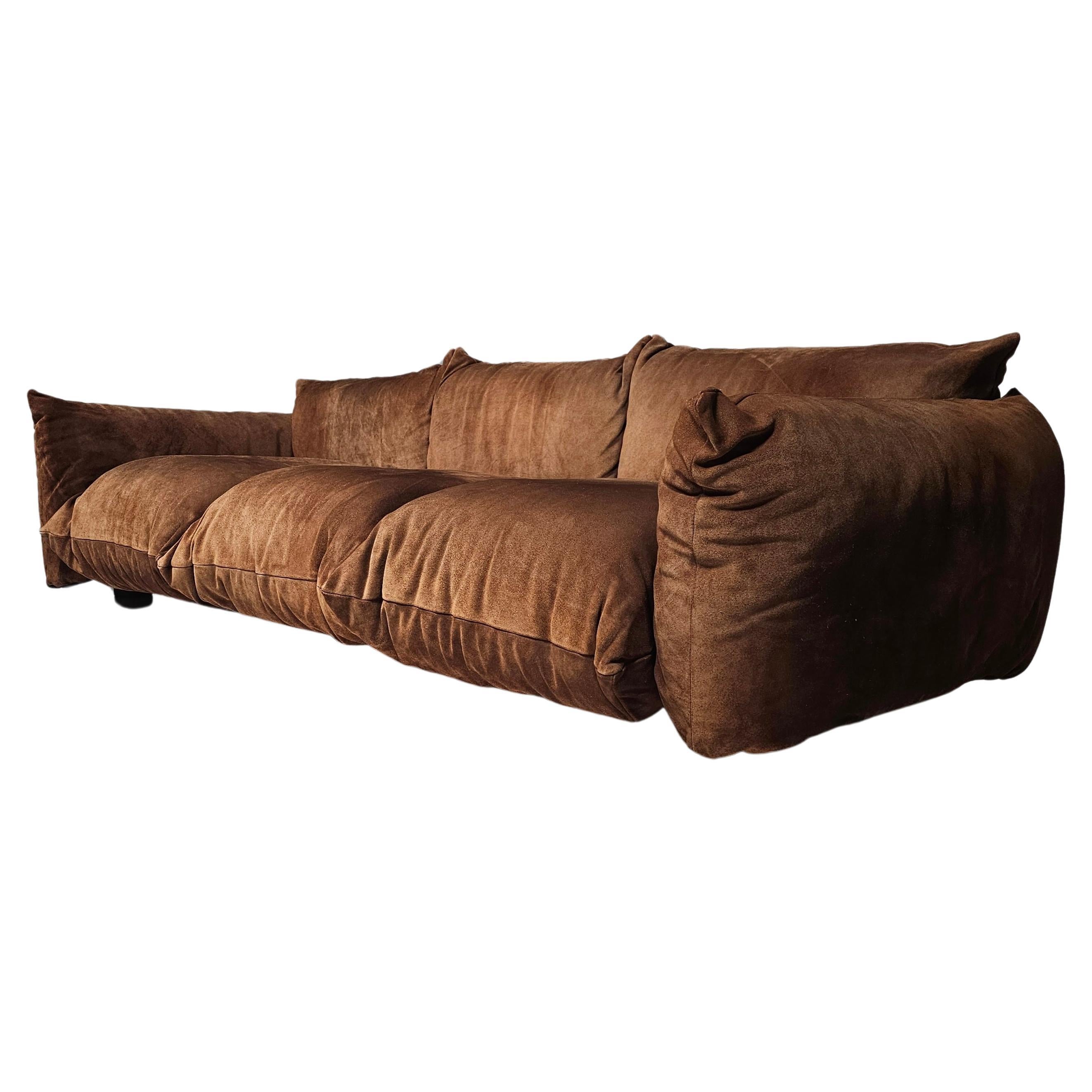 First Edition Mario Marenco 3-seater sofa in  light brown suede, Arflex, 1970s