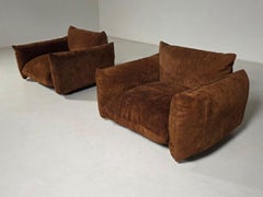 „Early Edition“ – Mario Marenco-Liegesessel aus dunklem Cognac-Wildleder, Arflex, 1970er Jahre