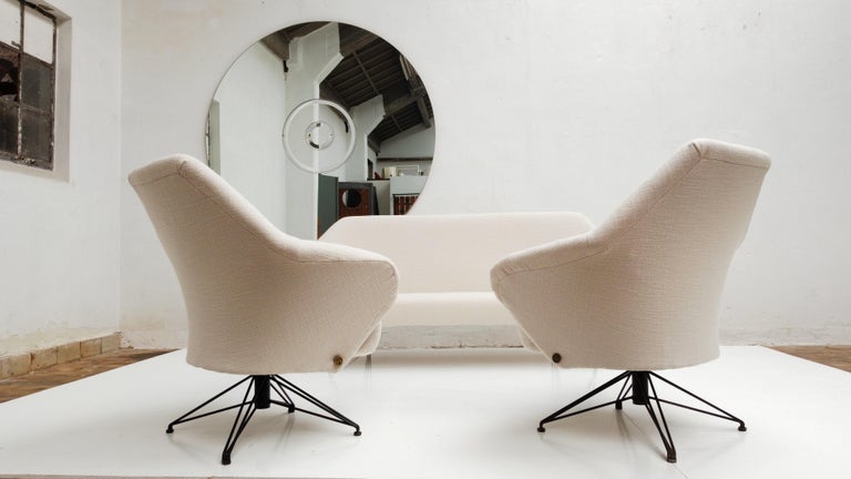 First Edition P32 Lounge Set by Borsani, Early Triangulated Form Wire Base, 1956 For Sale 8