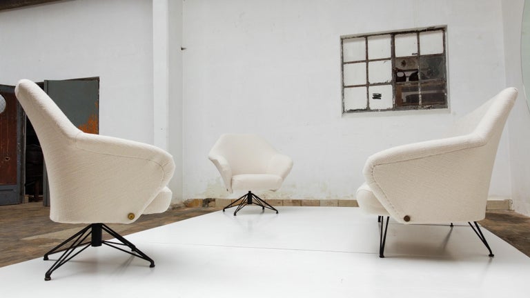Mid-20th Century First Edition P32 Lounge Set by Borsani, Early Triangulated Form Wire Base, 1956 For Sale