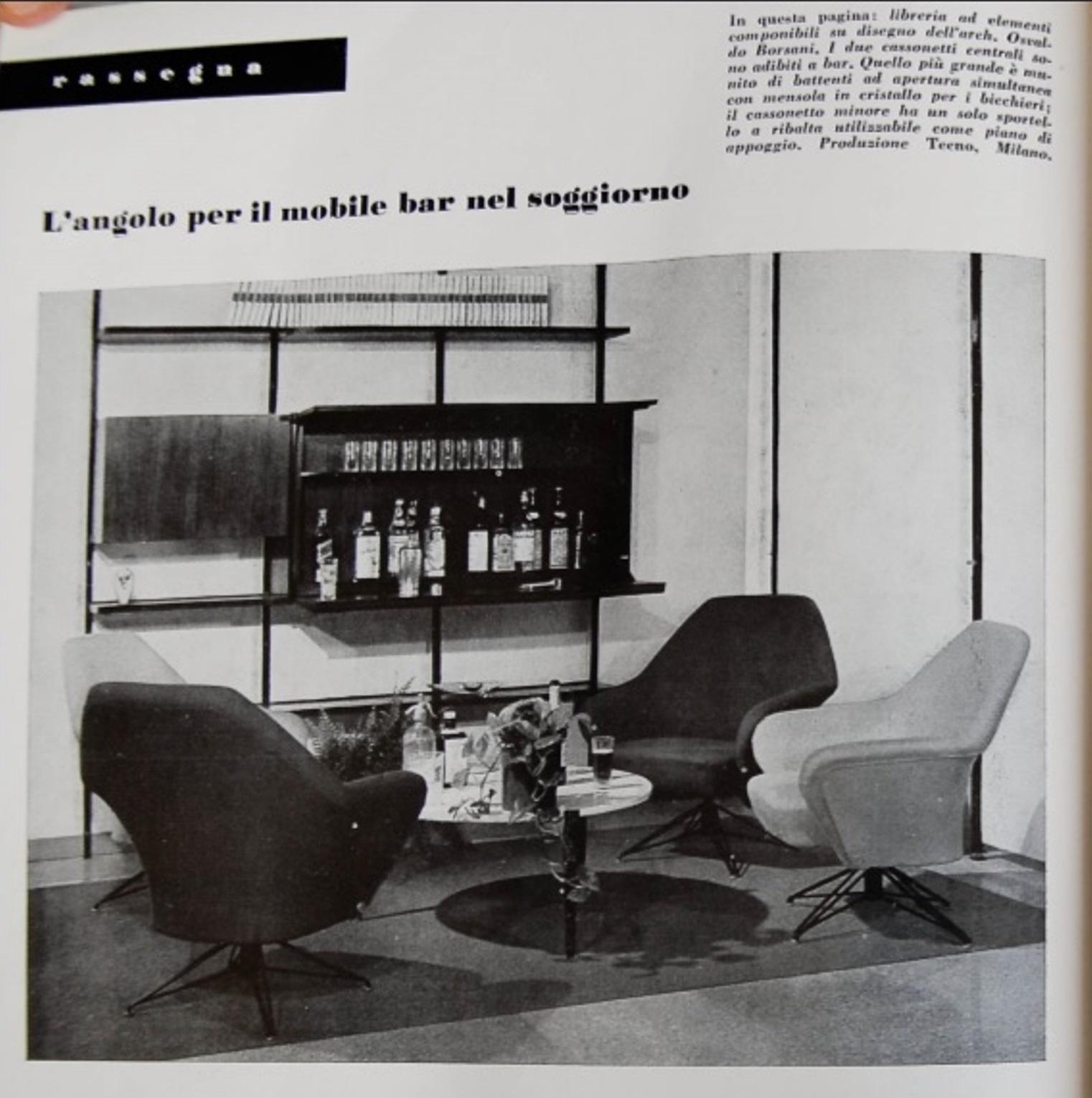 Caoutchouc Ensemble de salon P32 de Borsani, forme triangulaire précoce et base en fil de fer, 1956 en vente