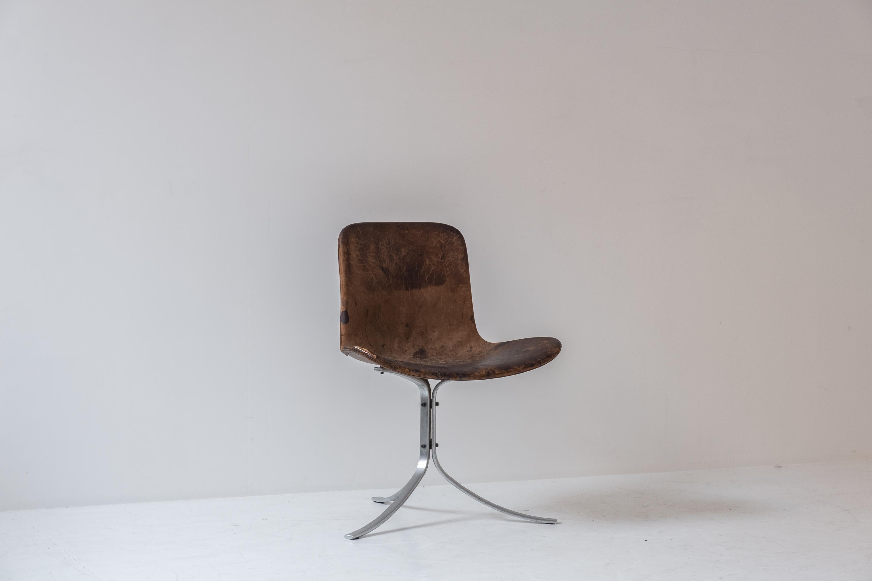 First Edition PK9 Tulip Chair by Poul Kjaerholm for E. Kold Christensen, DK 1961 In Fair Condition In Antwerp, BE