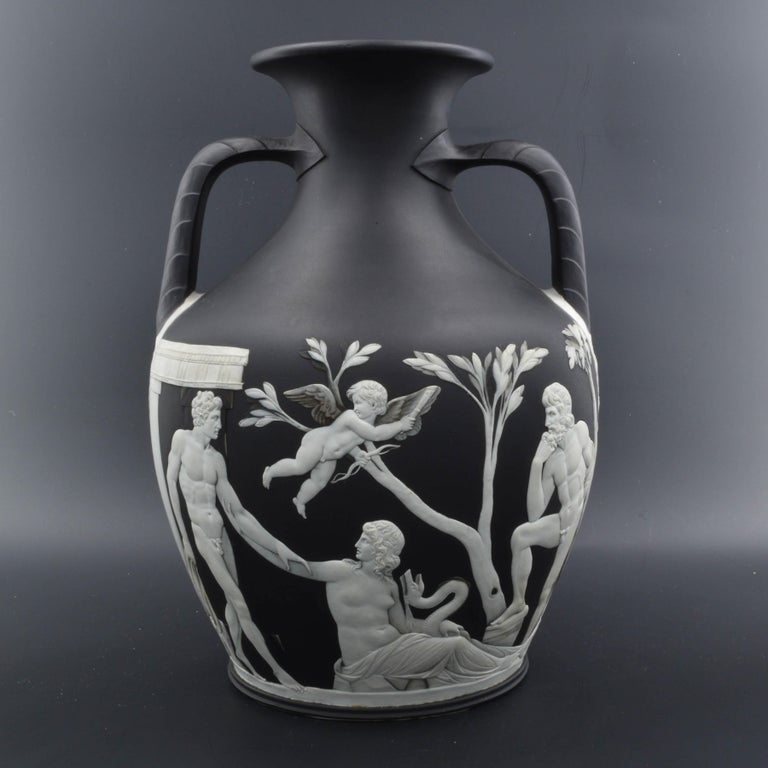 Rarely does a first edition Portland vase come onto the market, and even more rarely such a perfect example.

The model for this is the Portland vase in the British Museum, a spectacular piece of cased glass made somewhere around 200AD. Josiah