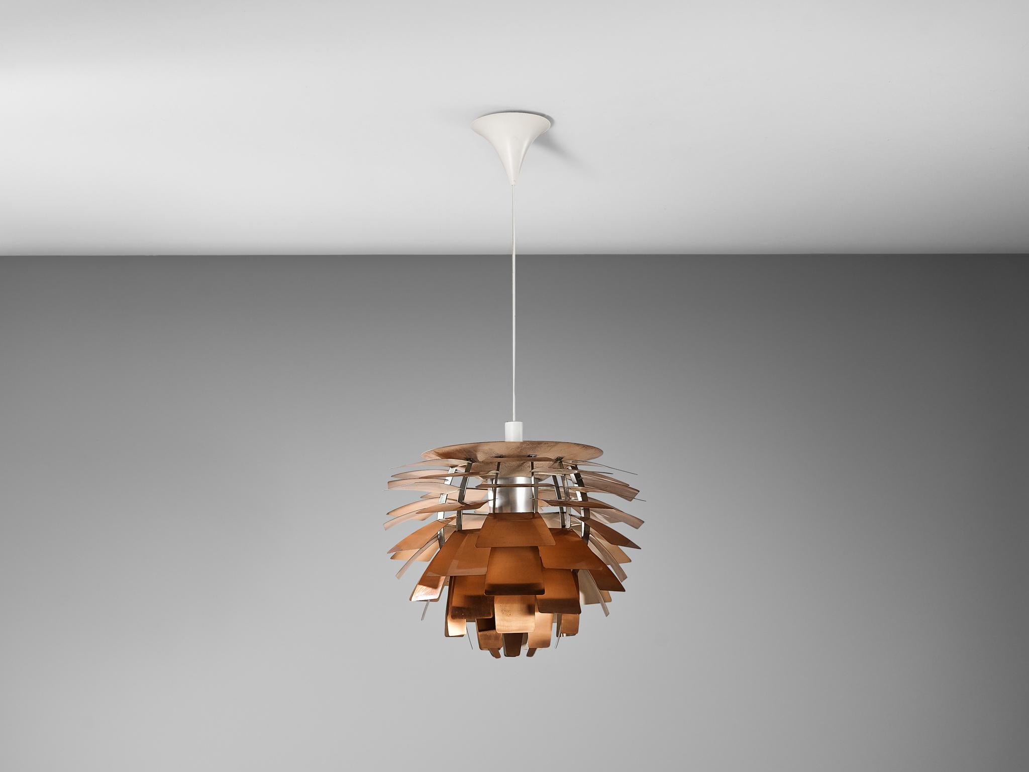 First Edition Poul Henningsen 'Artichoke' Chandelier with Copper Shades 4