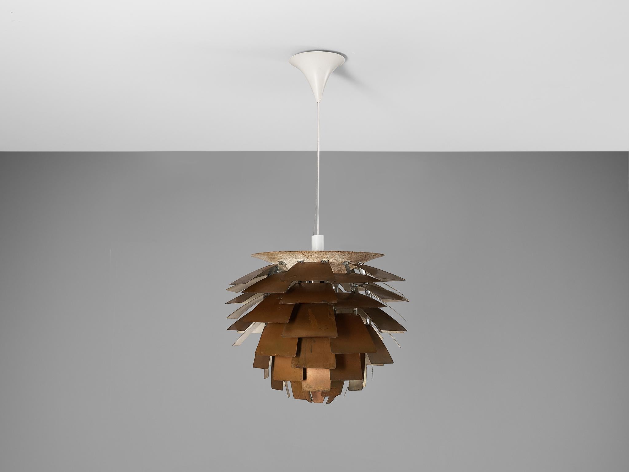 First Edition Poul Henningsen 'Artichoke' Chandelier with Copper Shades 7