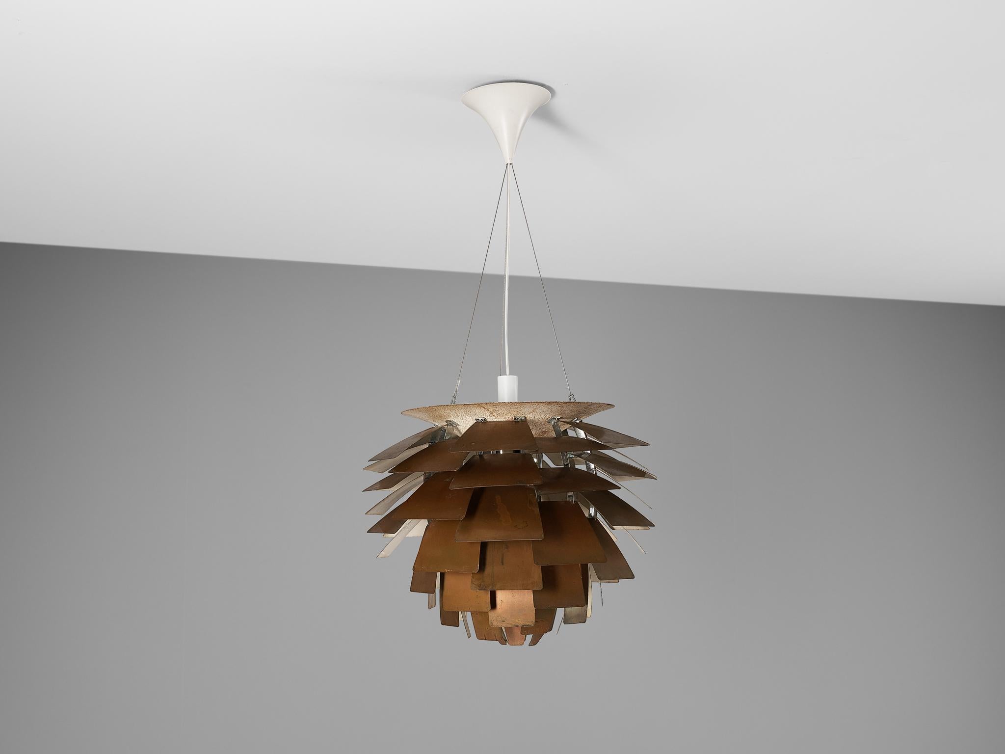 First Edition Poul Henningsen 'Artichoke' Chandelier with Copper Shades For Sale 7