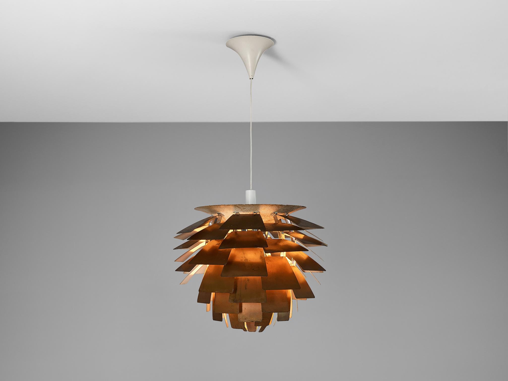 First Edition Poul Henningsen 'Artichoke' Chandelier with Copper Shades 1