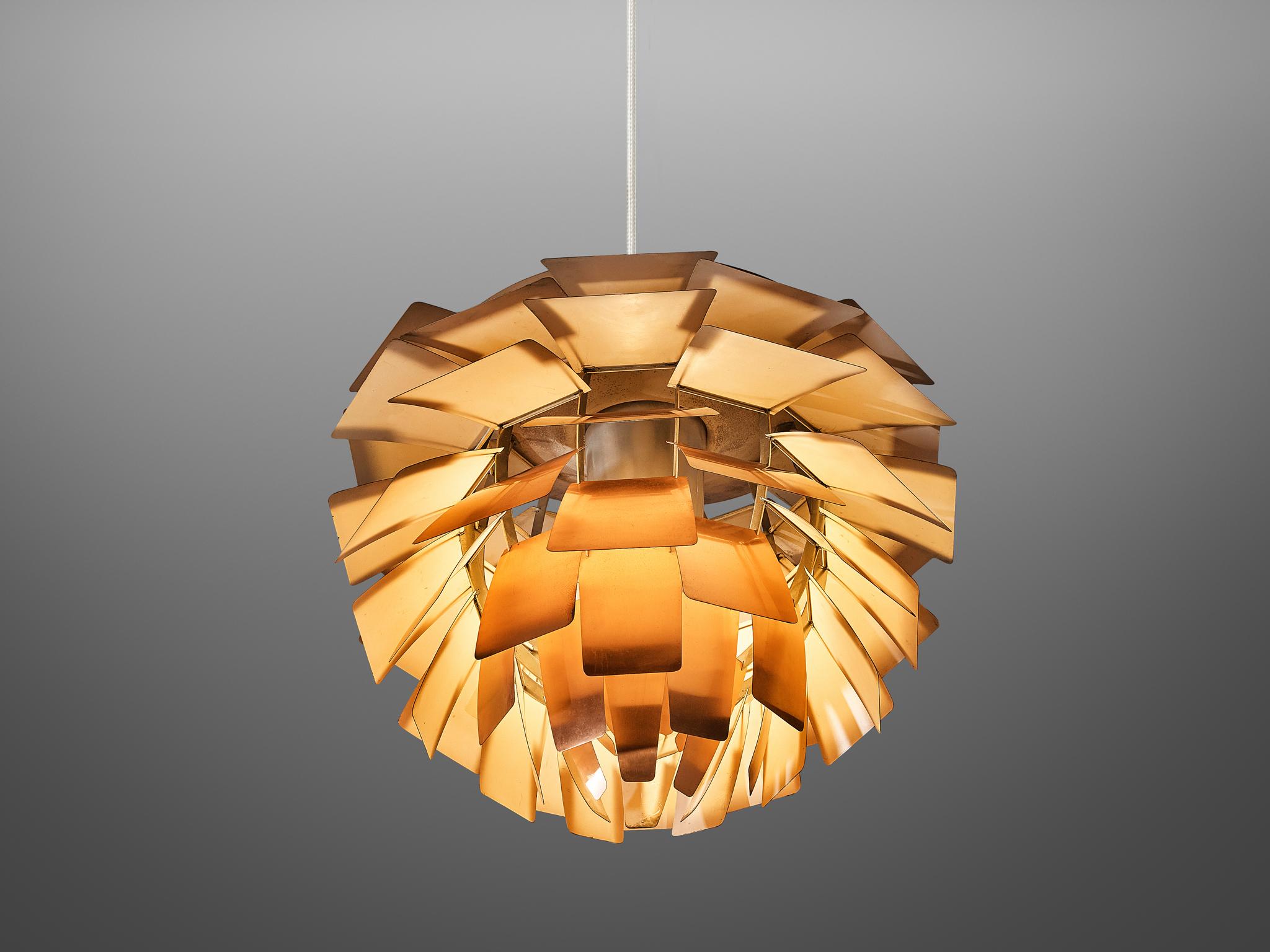 First Edition Poul Henningsen 'Artichoke' Chandelier with Copper Shades 2