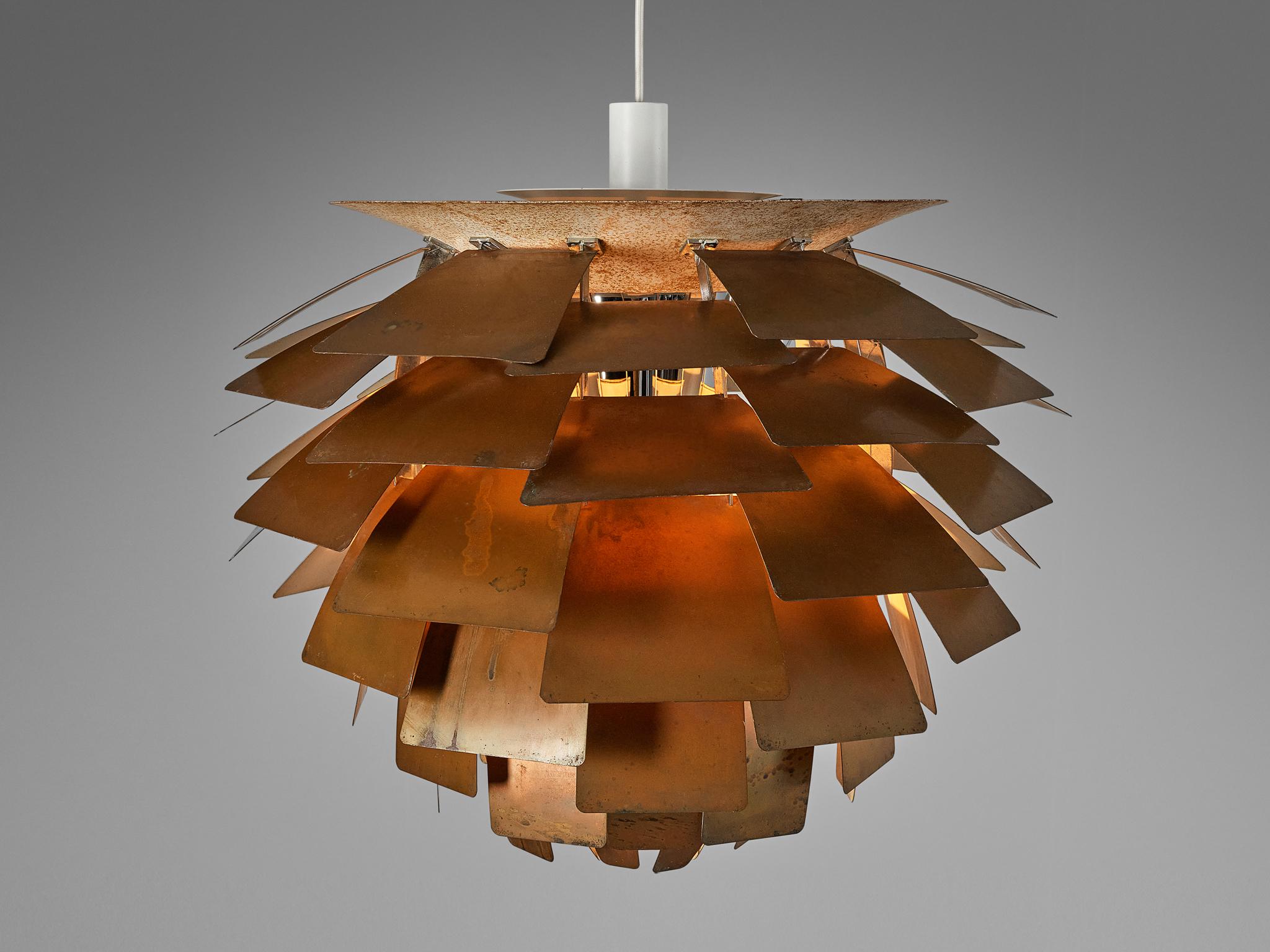 First Edition Poul Henningsen 'Artichoke' Chandelier with Copper Shades 3
