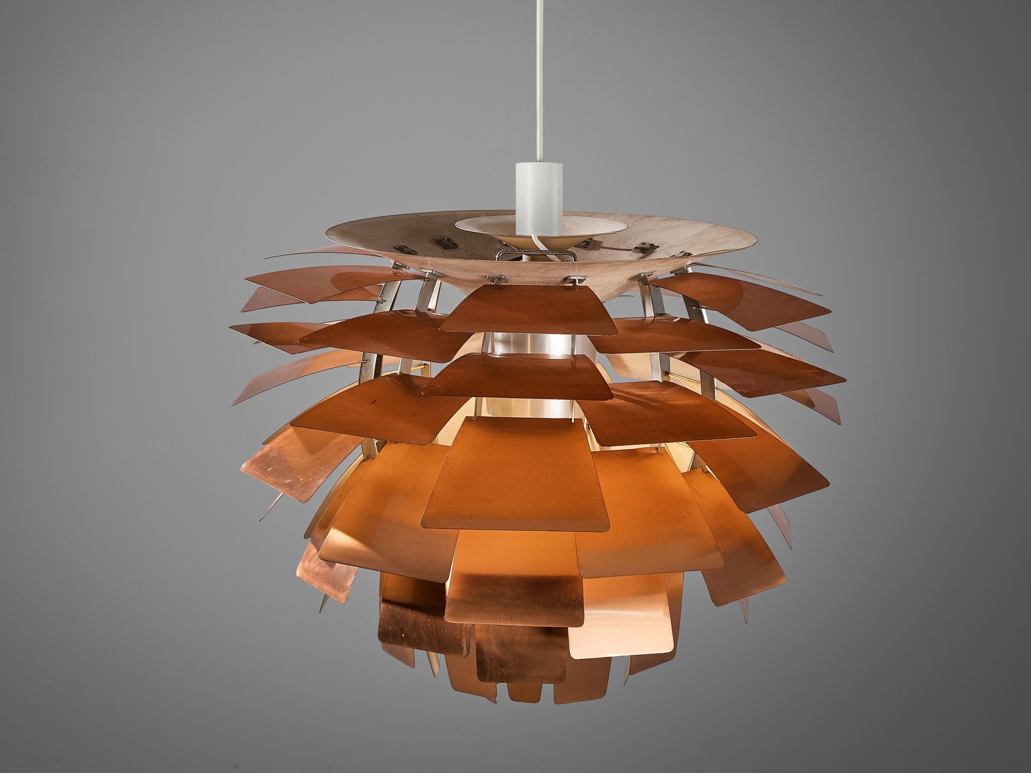 First Edition Poul Henningsen 'Artichoke' Chandelier with Copper Shades 3