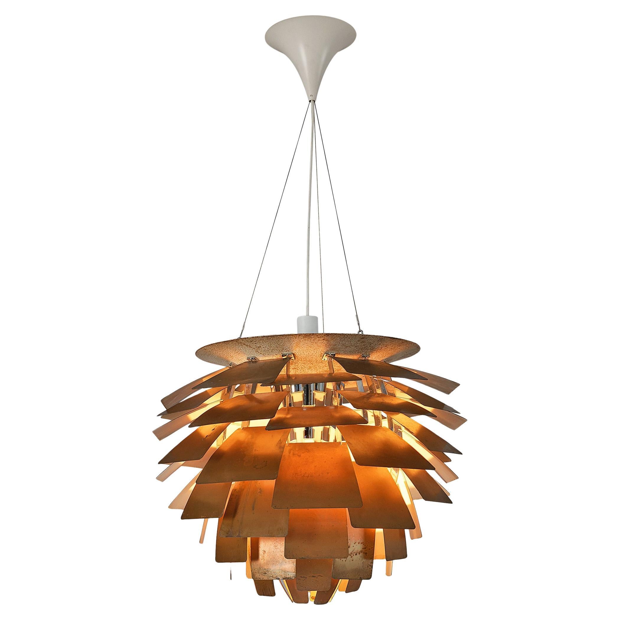 First Edition Poul Henningsen 'Artichoke' Chandelier with Copper Shades For Sale