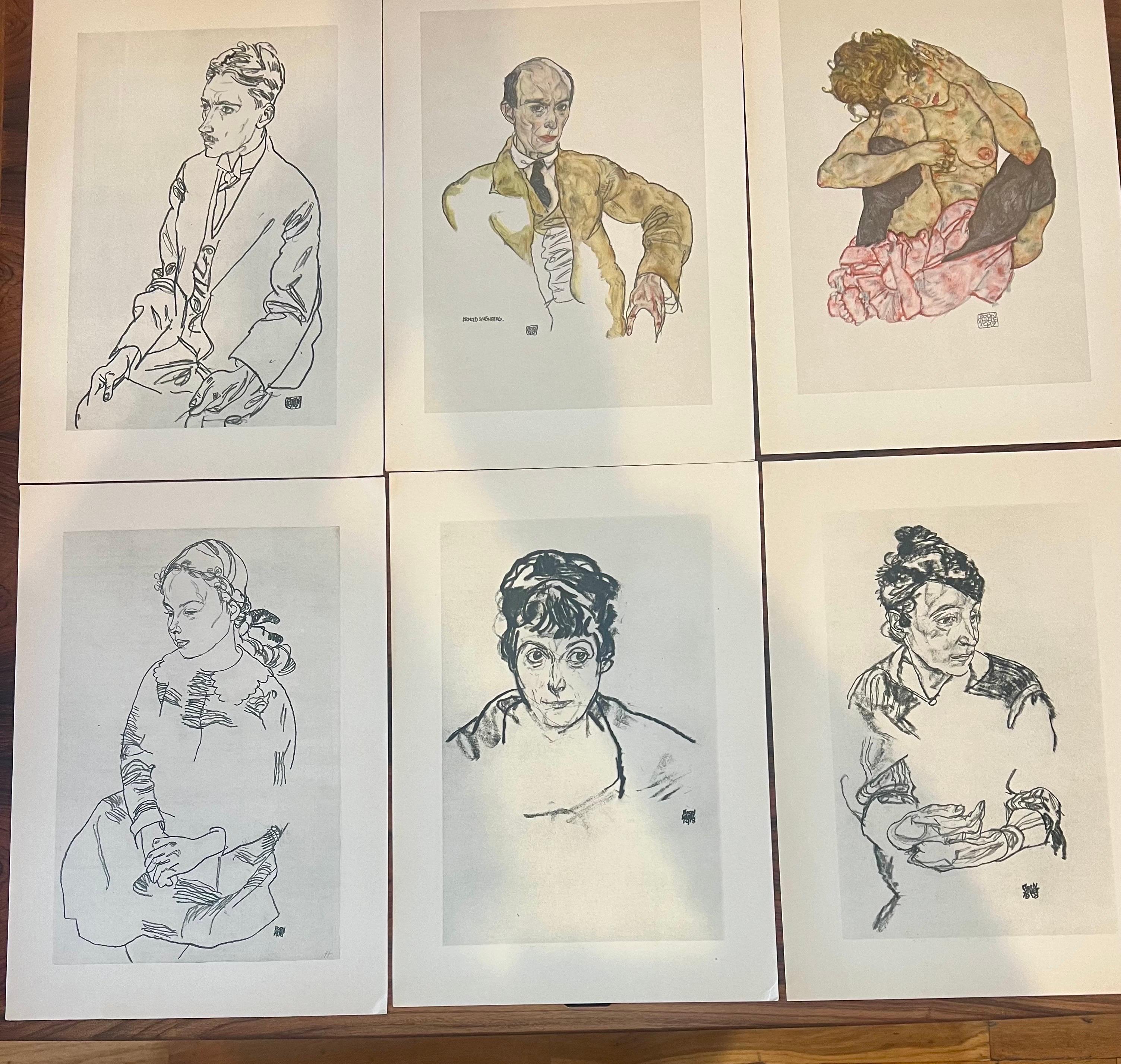 Paper First Edition Rare Portofolio Booklet by Egon Schiele 24 Unframed Prints For Sale