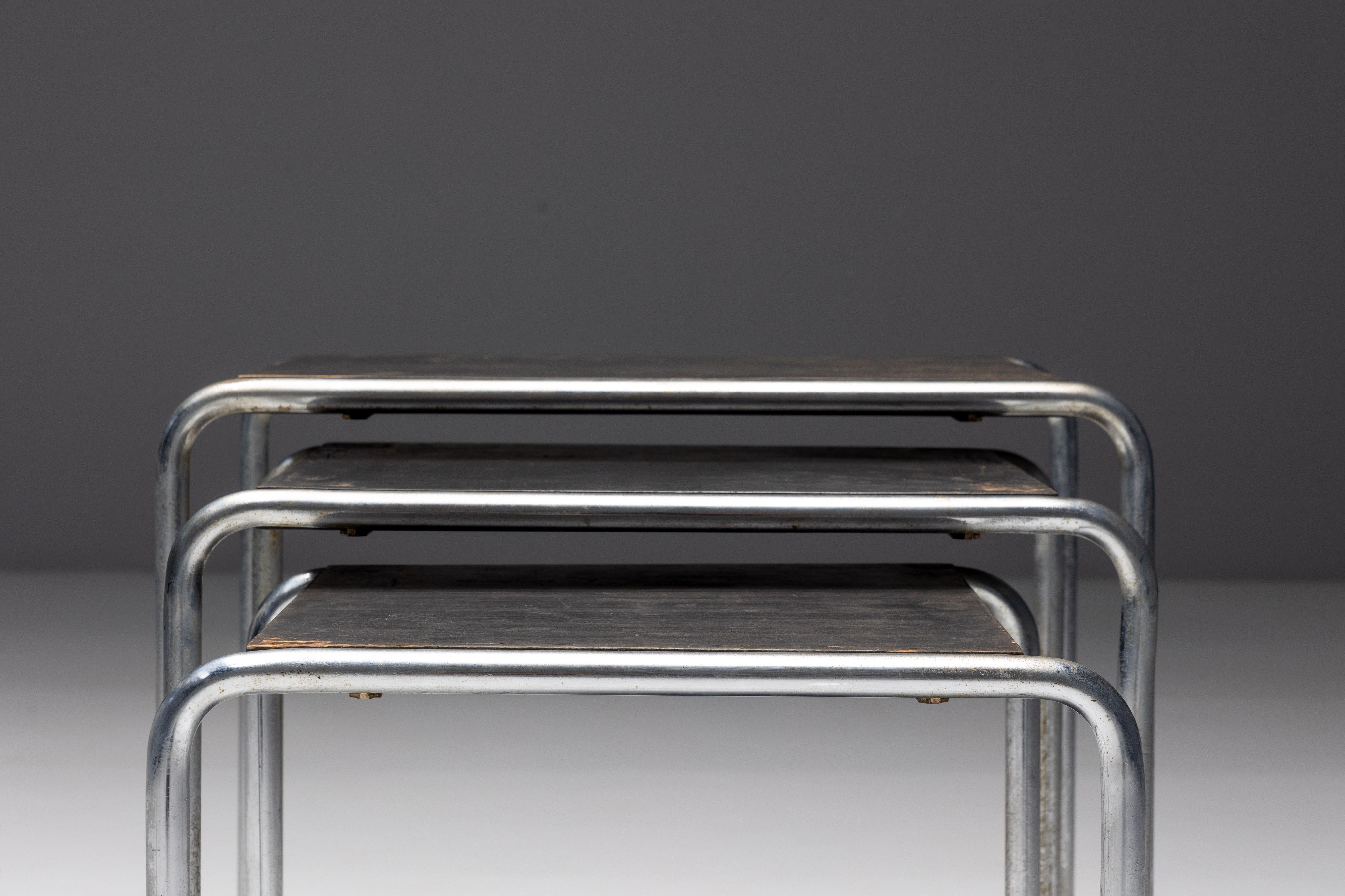 Primera edición de mesas auxiliares de Marcel Breuer para Thonet, Alemania, años 30 en venta 3