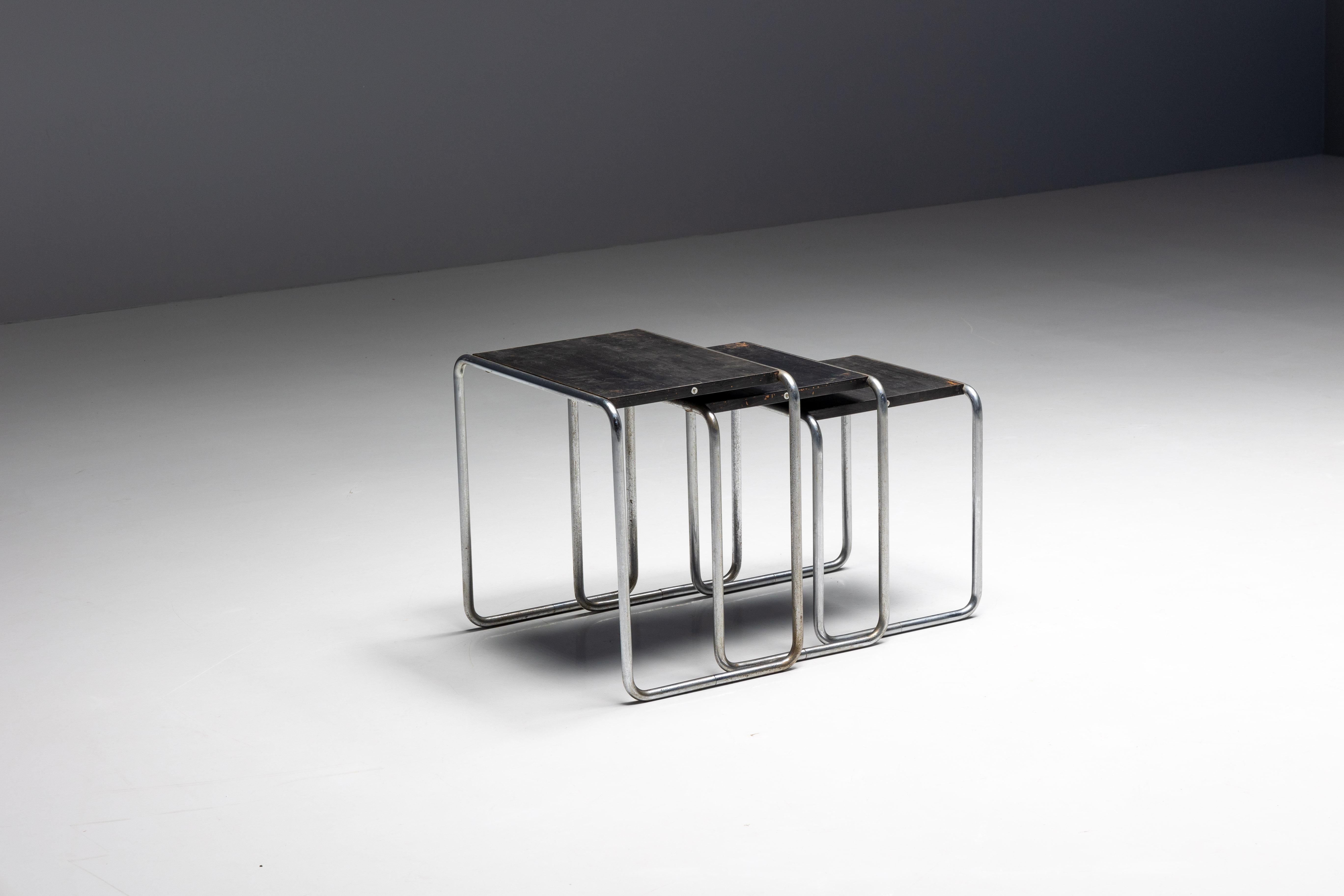 Primera edición de mesas auxiliares de Marcel Breuer para Thonet, Alemania, años 30 en venta 6