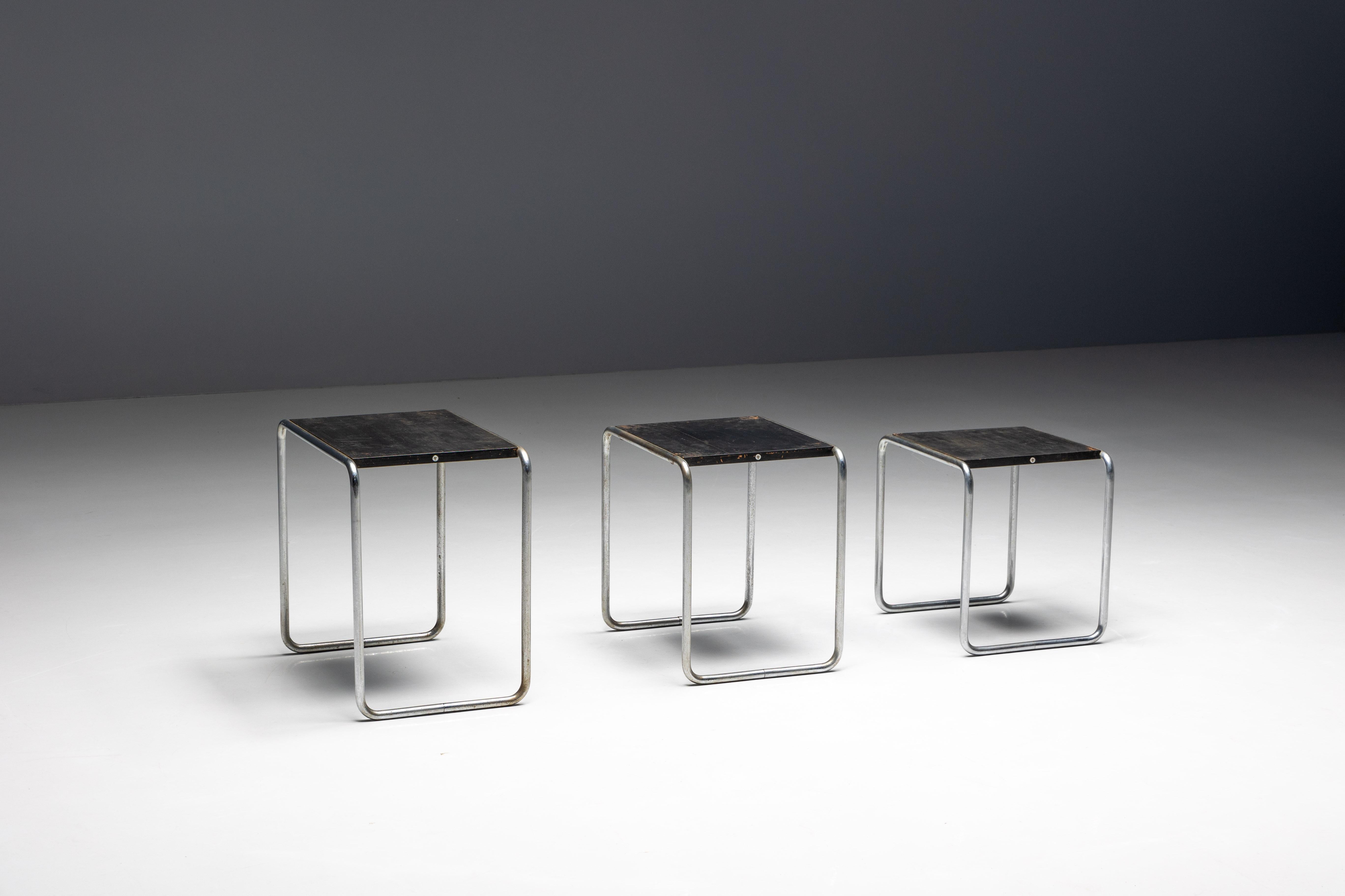 Primera edición de mesas auxiliares de Marcel Breuer para Thonet, Alemania, años 30 Bauhaus en venta