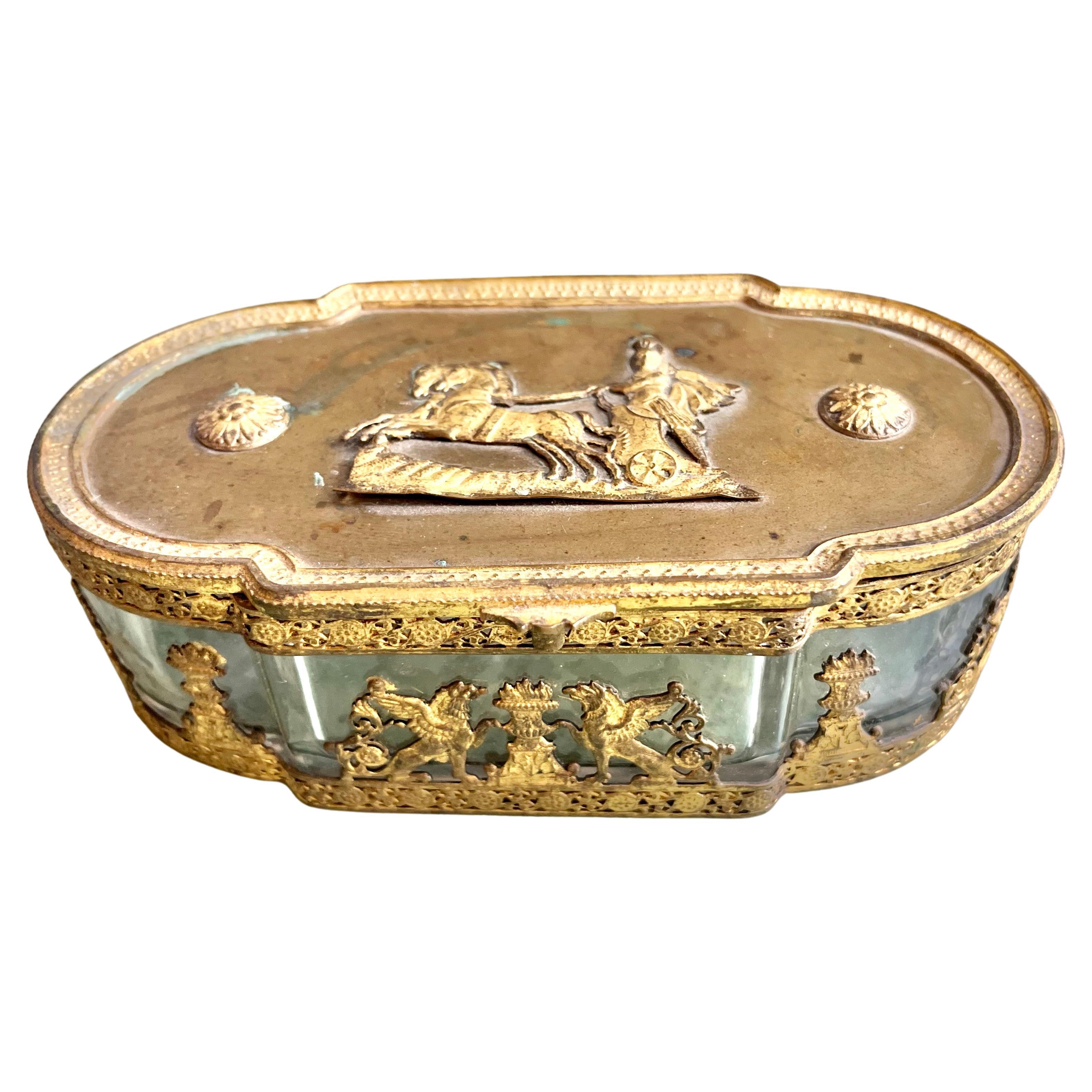 First Empire Grand Tour Gilt Bronze Mounted Box with Apollo in His Chariot For Sale