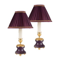 First Empire Style Amethyst Pair of Lamps and Candlesticks by Alexandre Vossion
