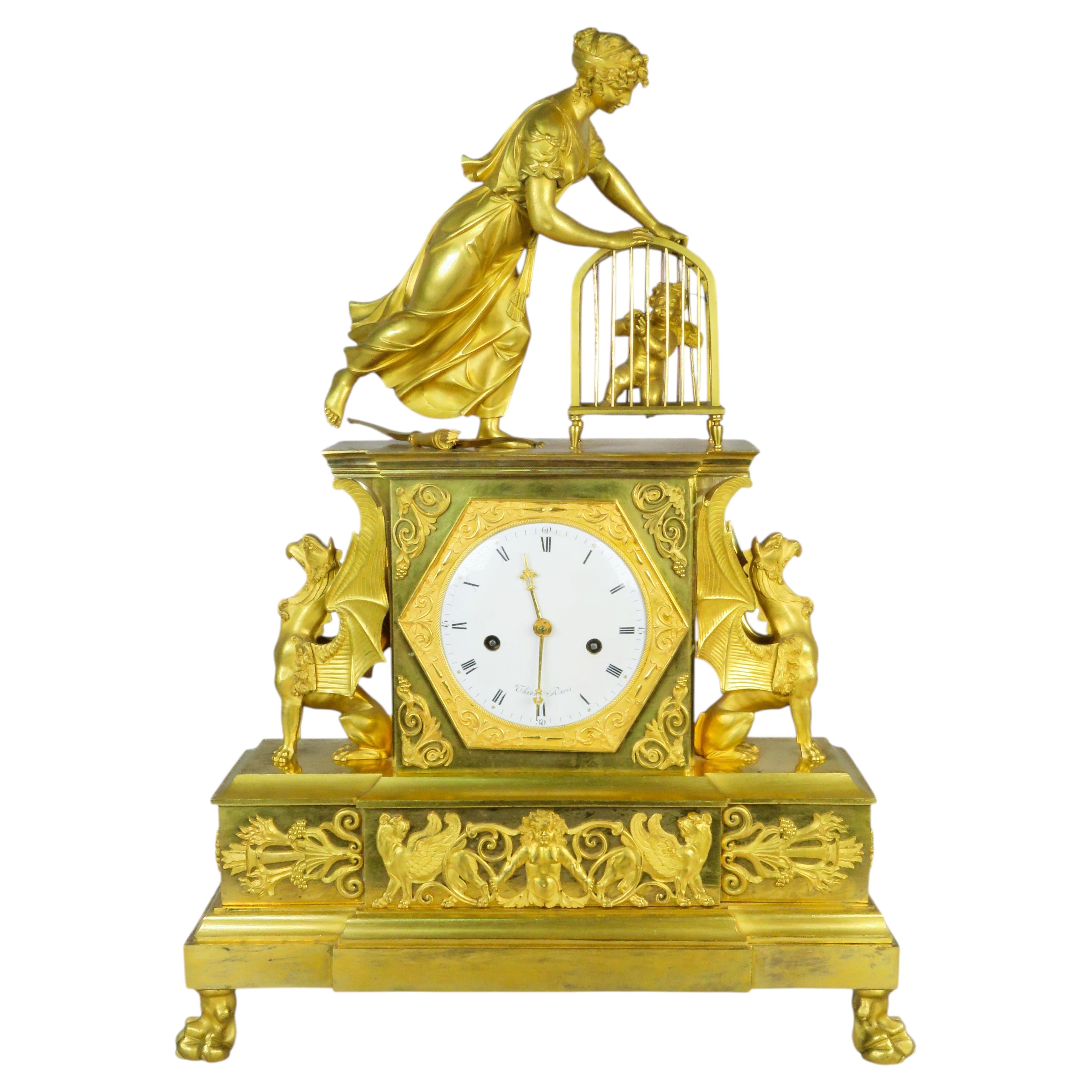 First Empire style mantel clock, 19th century France For Sale