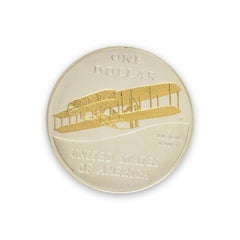 First Flight Centennial 2003 Gold Highlighted Silver Dollar Wright Brothers Coin