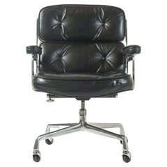 Retro First Gen Eames Time Life Desk Chair in Original Black Leather