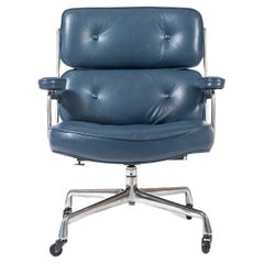 First Gen Eames Time Life Lobby Chair in Marin Blue Semi-Aniline Leather
