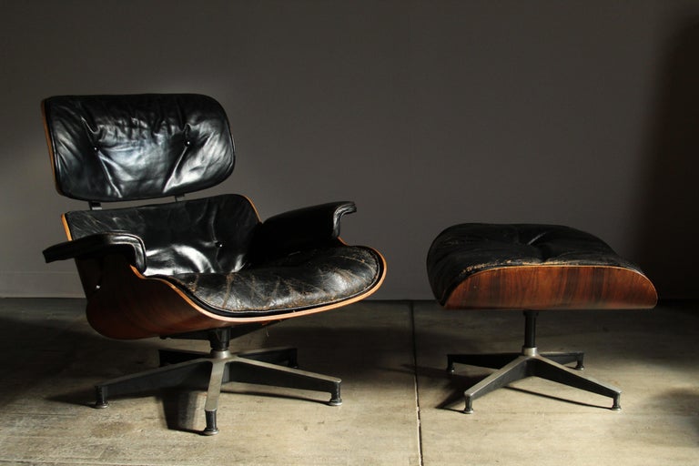 First Generation 1959 Charles and Ray Eames Lounge and Ottoman for