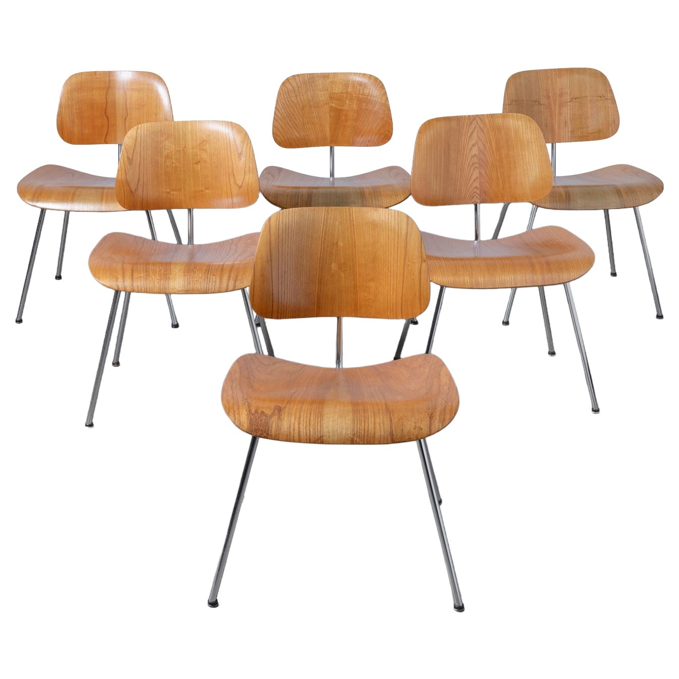 First Generation Charles 
Ray Eames for Herman Miller DCM Dining Chairs in Ash For Sale