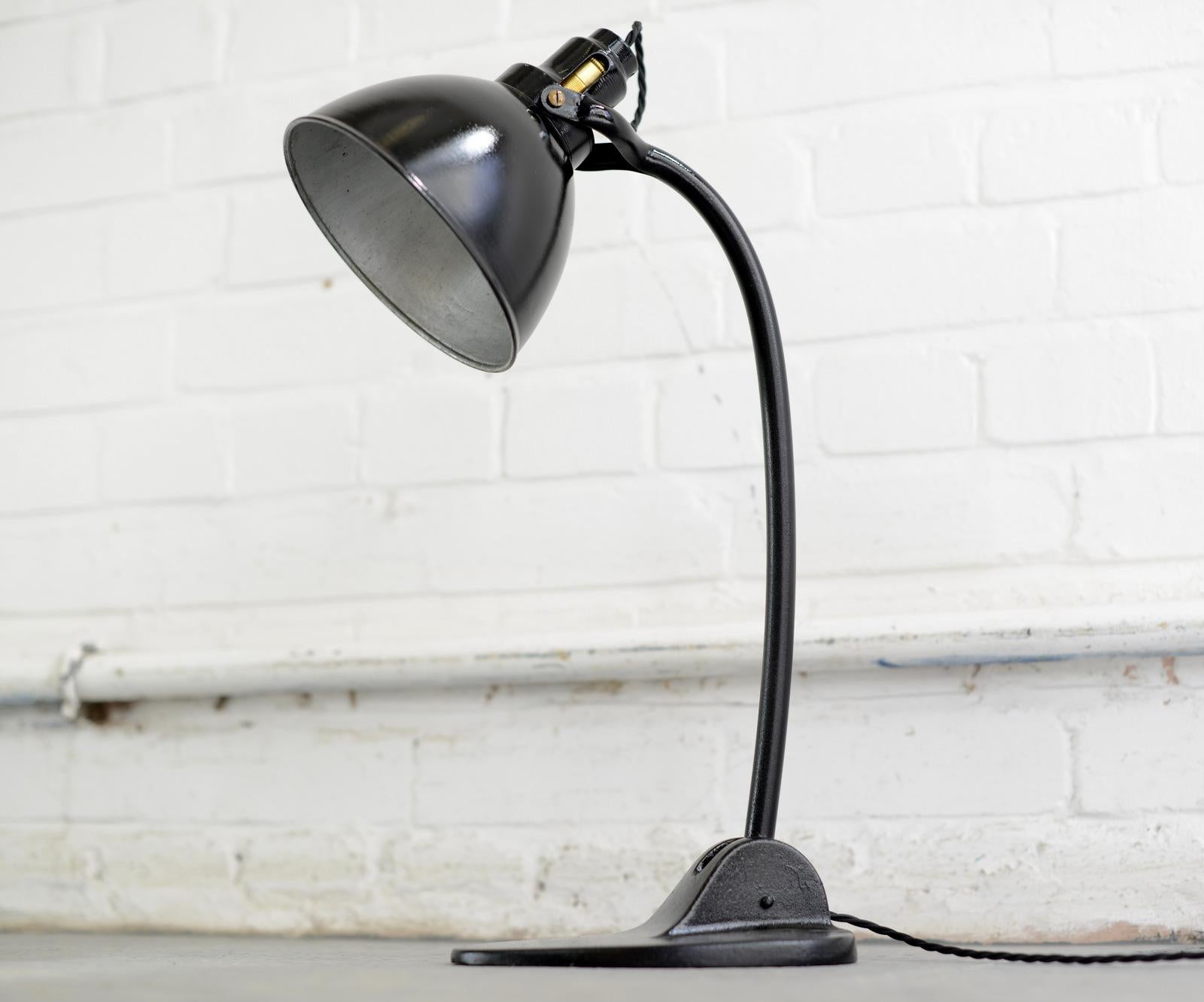 First generation Kandem 571 table lamp, circa 1920s

- Cast iron base
- Steel arm and shade
- Takes E27 fitting bulbs
- Stamped K&M on the base
- Made by Körting & Mathiesen, Leipzig
- German ~ Early 1920s
- 52cm tall x 17cm wide x 21cm