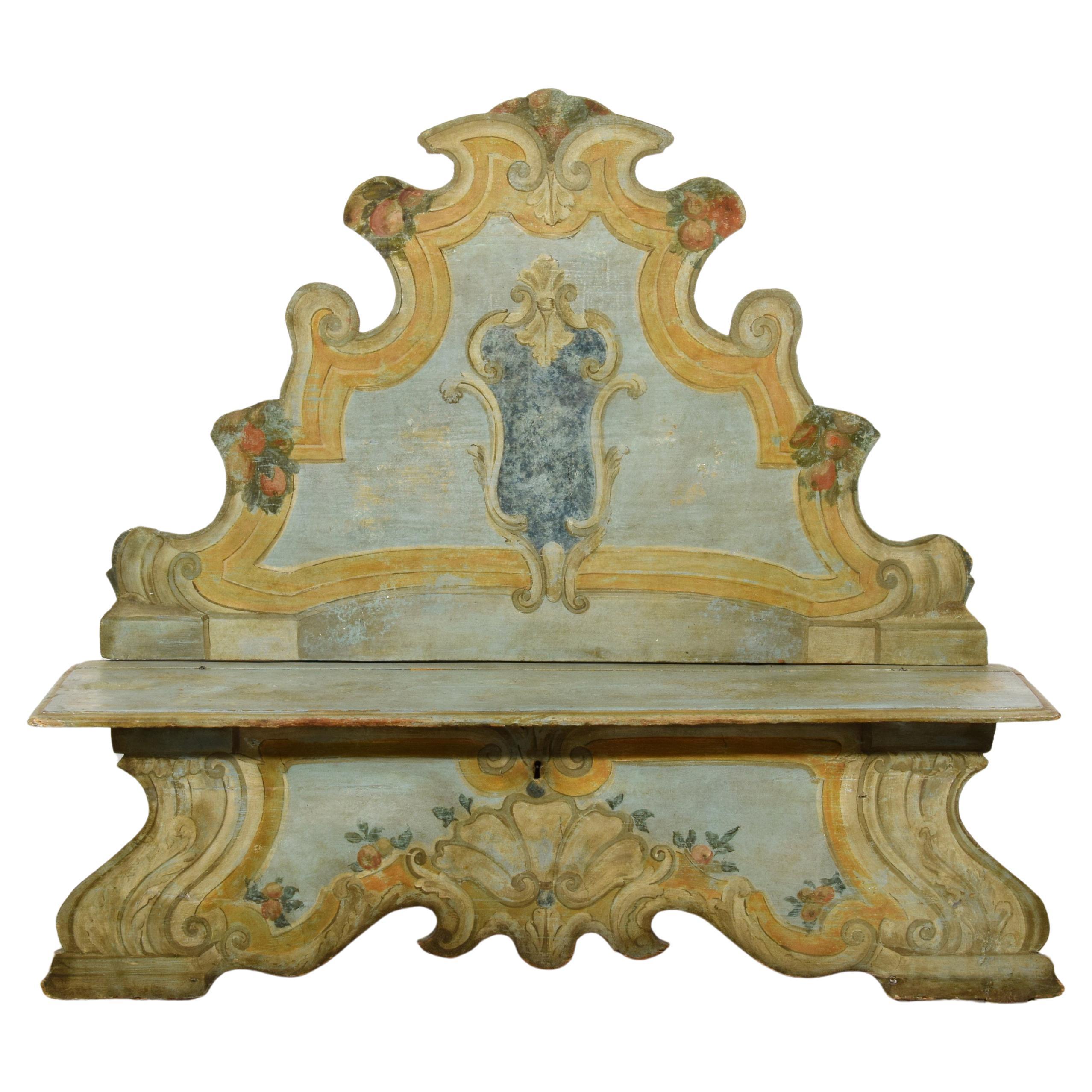 First Half 18th Century, Italian Lacquered Wood Bench