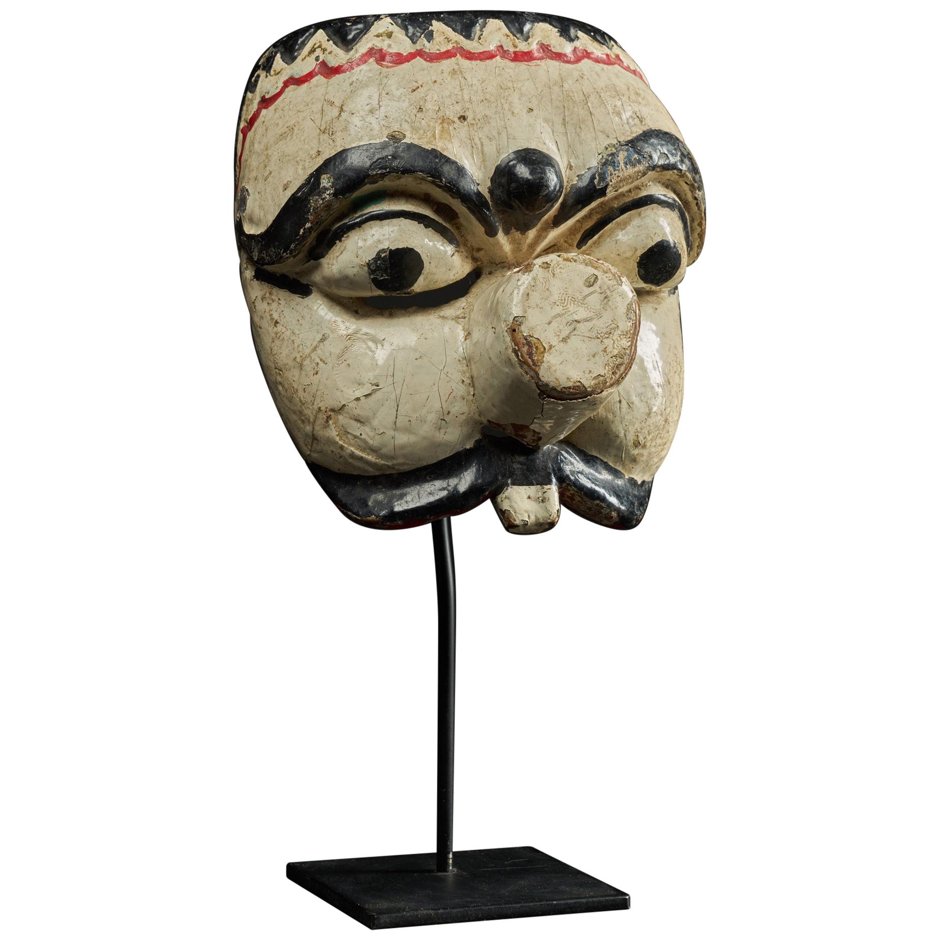 First Half 20th C, Java Indonesia, Old Topeng Theatre Dance Mask 