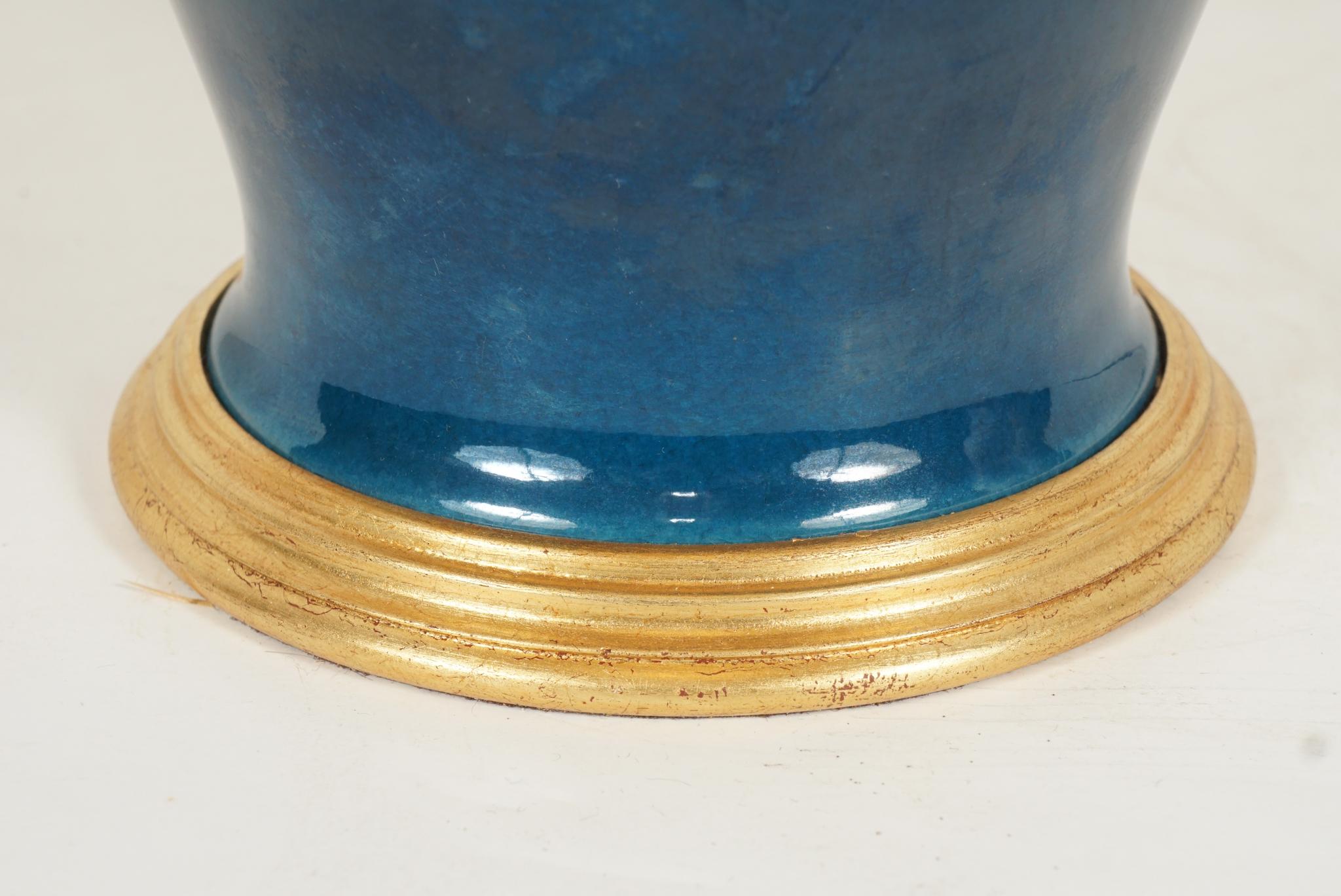 Erste Hälfte 20. Jahrhundert Chinesisch Pulver blau Ingwer Jar Lampe im Angebot 1