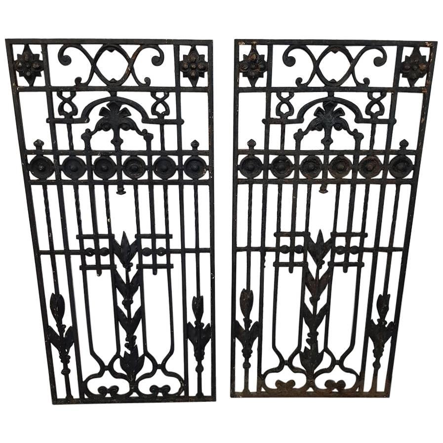 First Half 20th Century Two French Cast Iron Door Grills