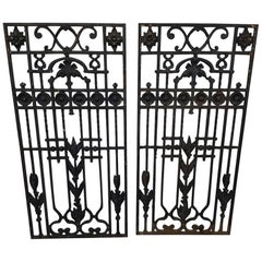 Antique First Half 20th Century Two French Cast Iron Door Grills