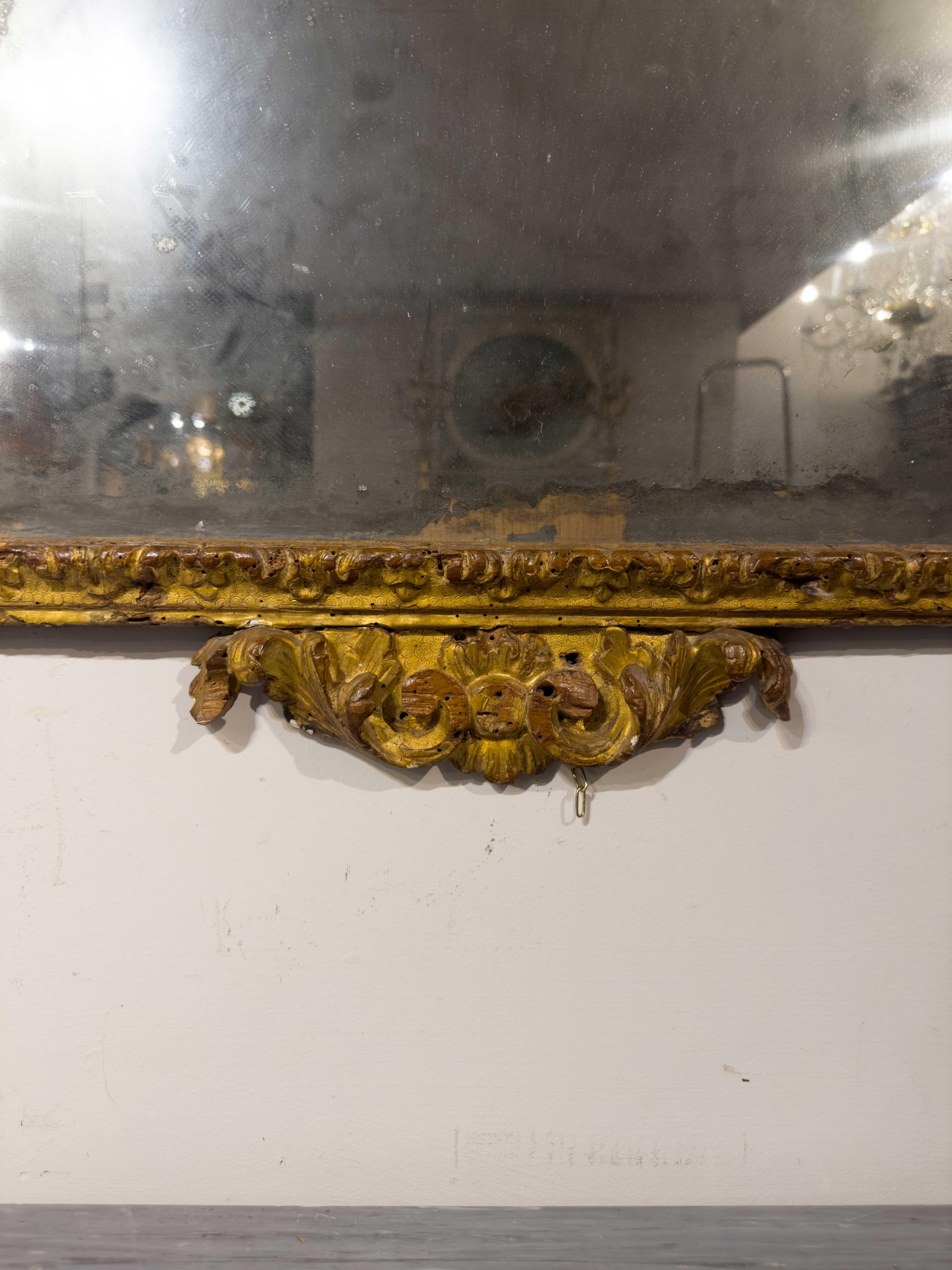 Carved FIRST HALF OF THE 18th CENTURY CARVED AND GILDED WOODEN MIRRORS For Sale