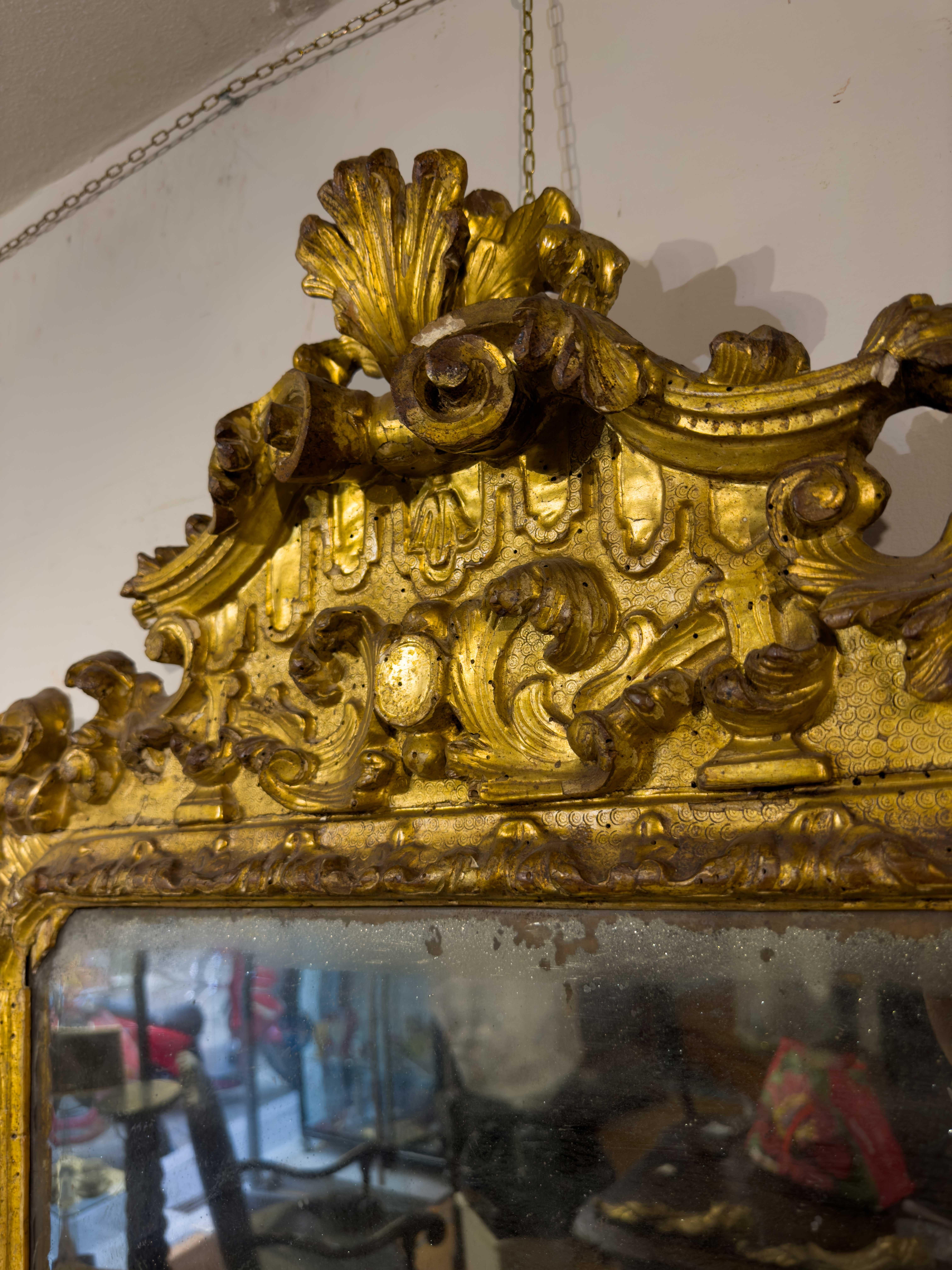 18th Century FIRST HALF OF THE 18th CENTURY CARVED AND GILDED WOODEN MIRRORS For Sale