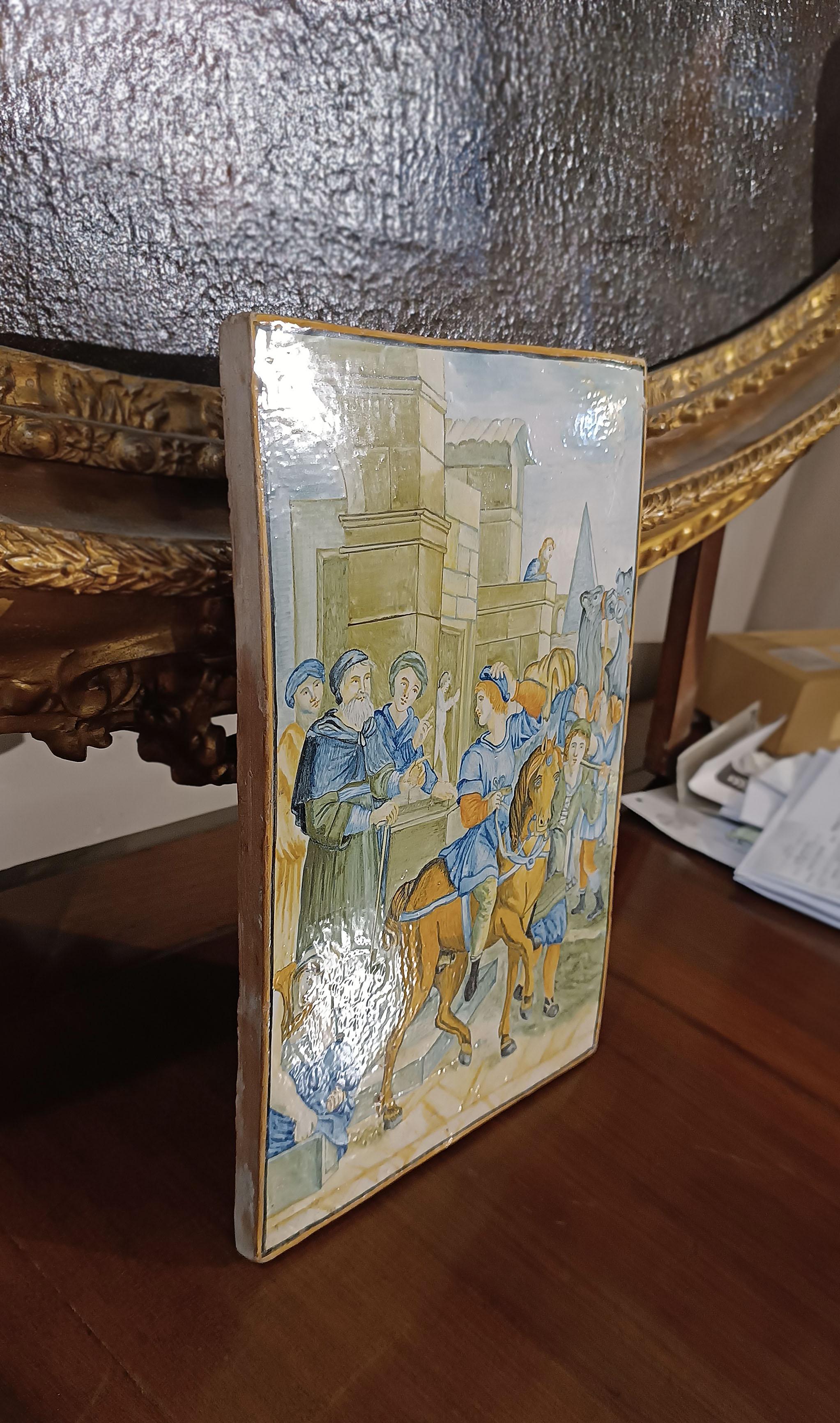 18th Century PREMIÈRE MOITIÉ DU 18e SIÈCLE PLAQUE DE MAJOLICA DE CHÂTEAUX VERTICAUX en vente