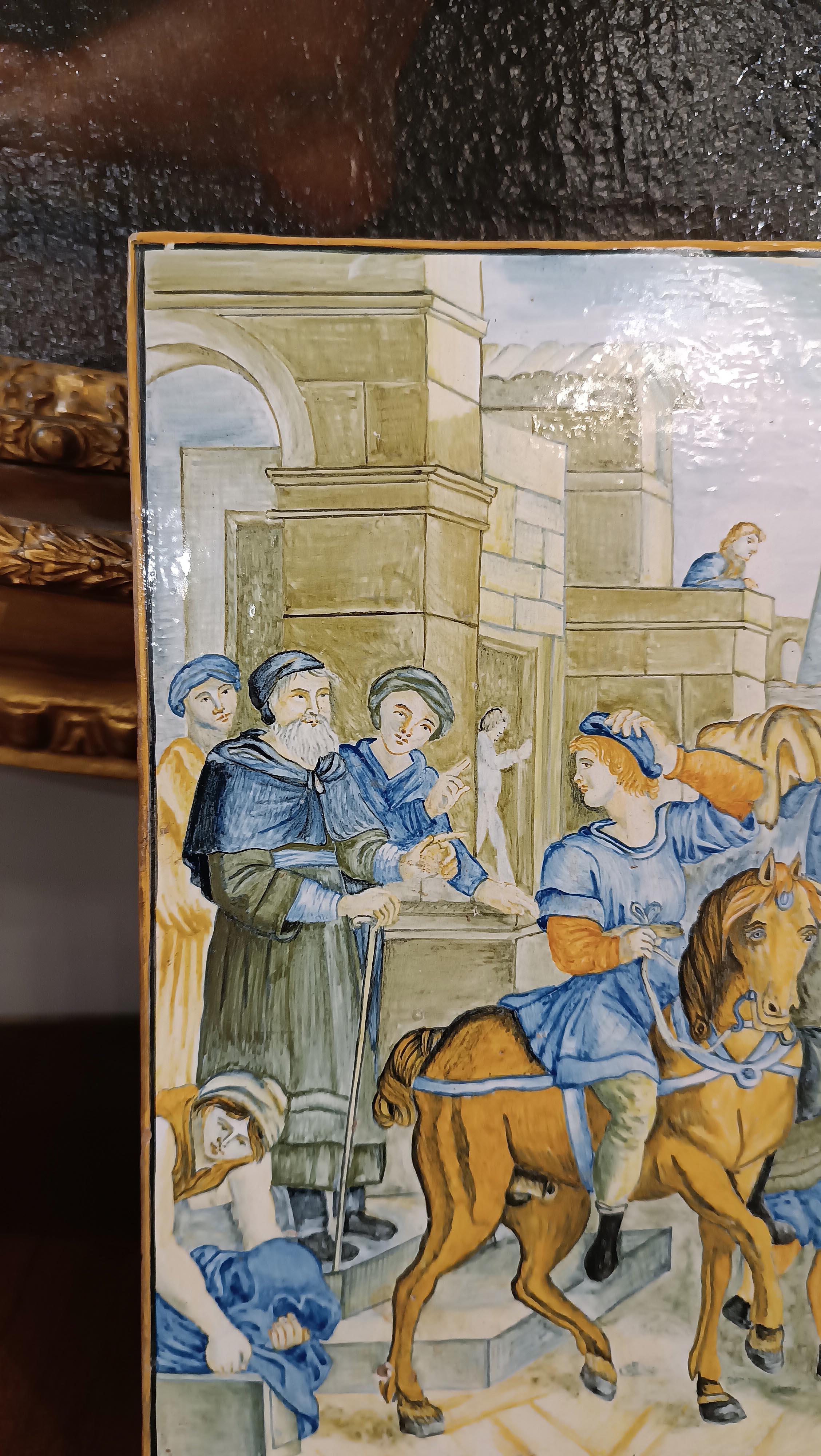 Majolique PREMIÈRE MOITIÉ DU 18e SIÈCLE PLAQUE DE MAJOLICA DE CHÂTEAUX VERTICAUX en vente