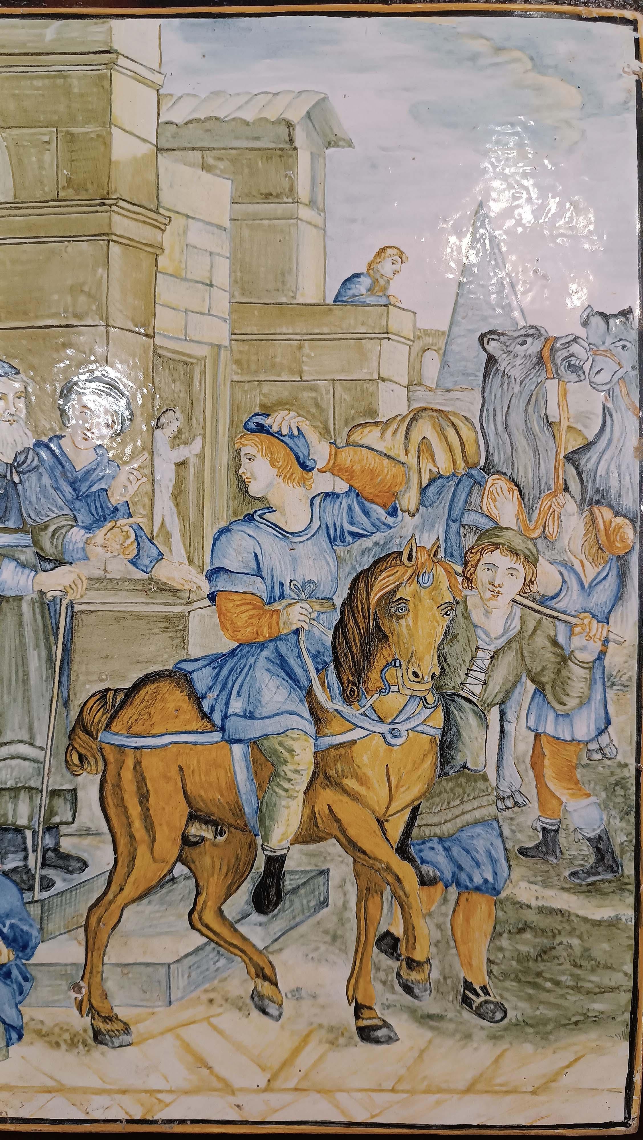 PREMIÈRE MOITIÉ DU 18e SIÈCLE PLAQUE DE MAJOLICA DE CHÂTEAUX VERTICAUX en vente 1
