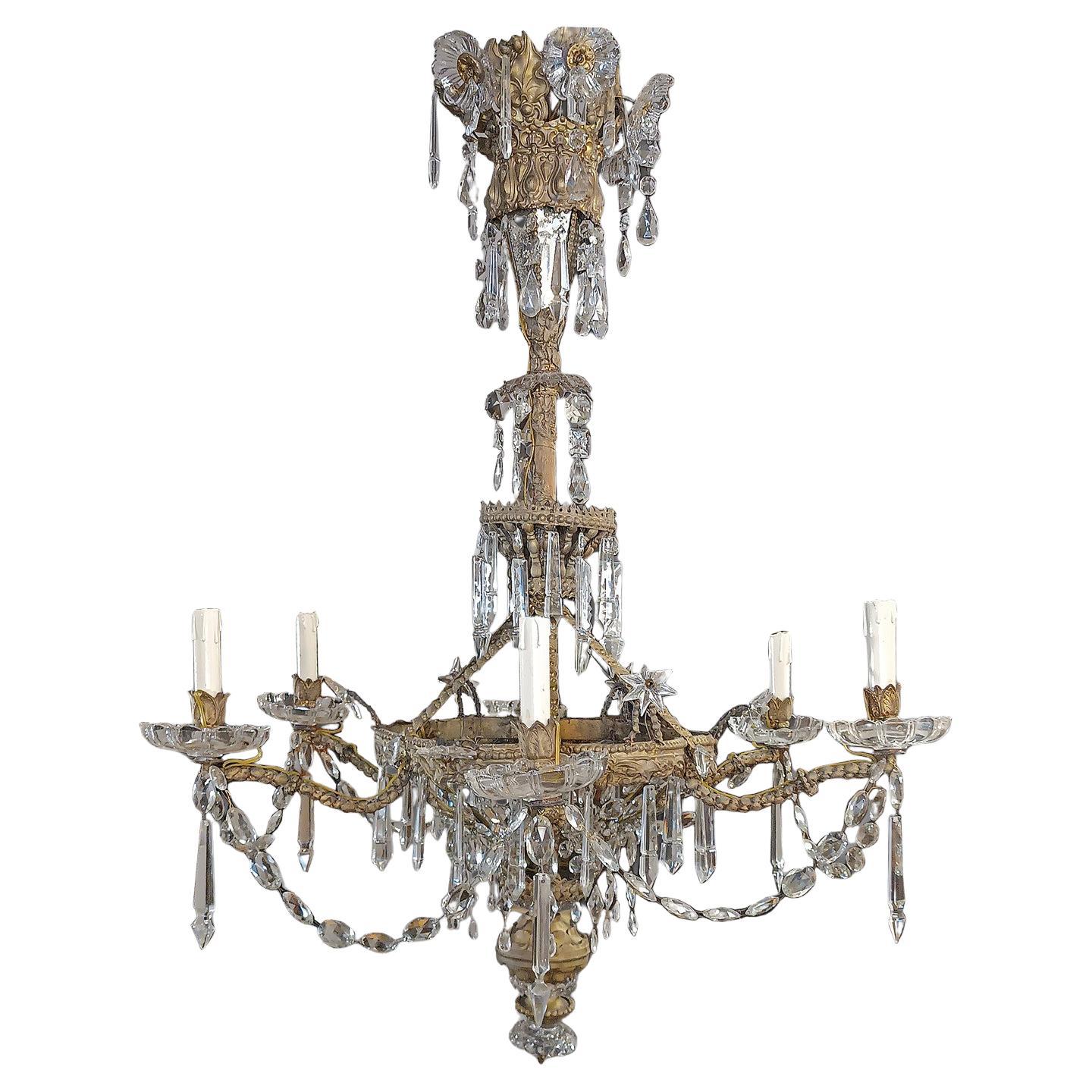 PRIMERA MITAD DEL SIGLO XIX LOUIS PHILIPPE CHANDELIER CON CRISTALES