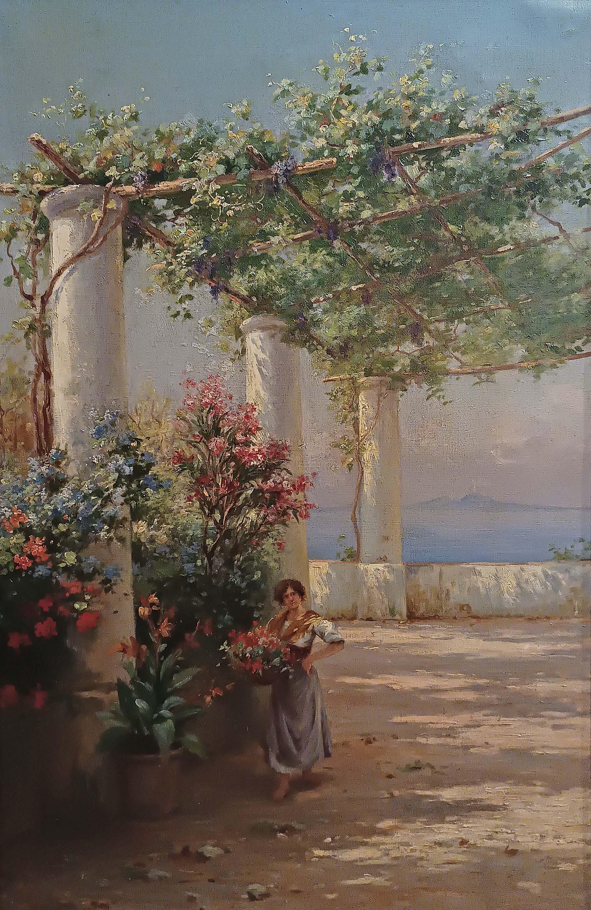 italien PREMIÈRE MOITIÉ DU 19e SIÈCLE PEINTURE AVEC VUE NEAPOLITAINE en vente