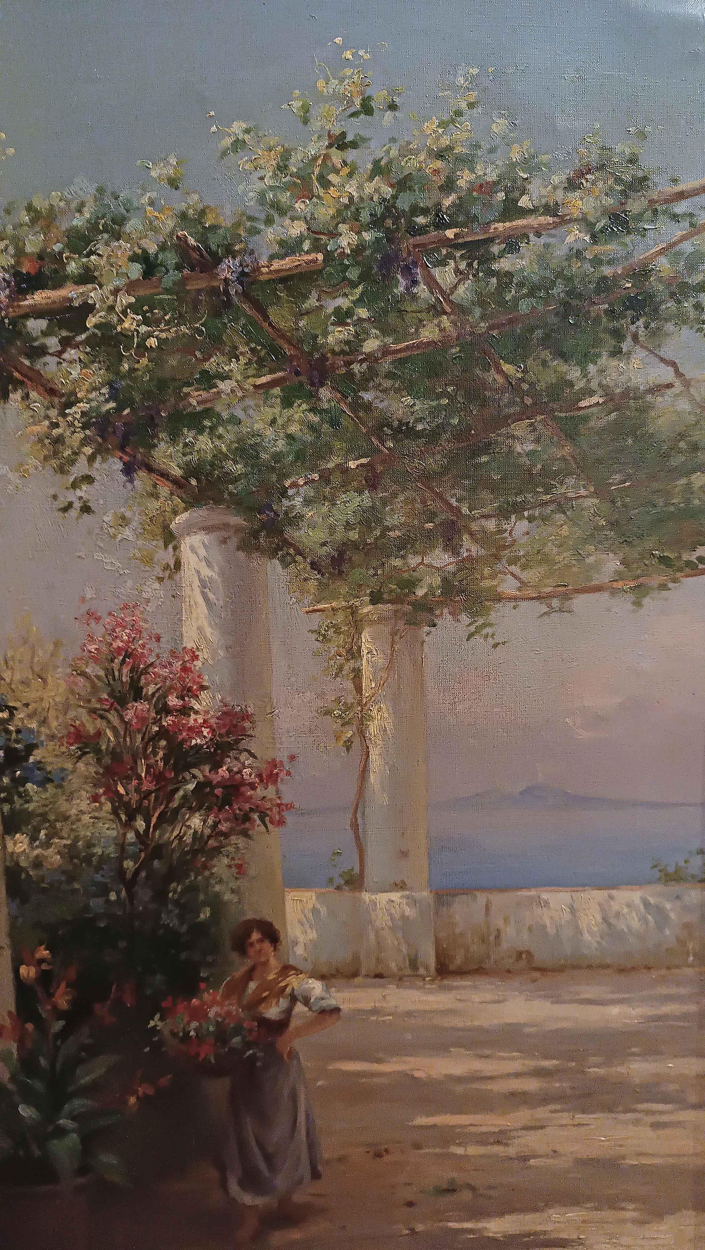 Sculpté à la main PREMIÈRE MOITIÉ DU 19e SIÈCLE PEINTURE AVEC VUE NEAPOLITAINE en vente