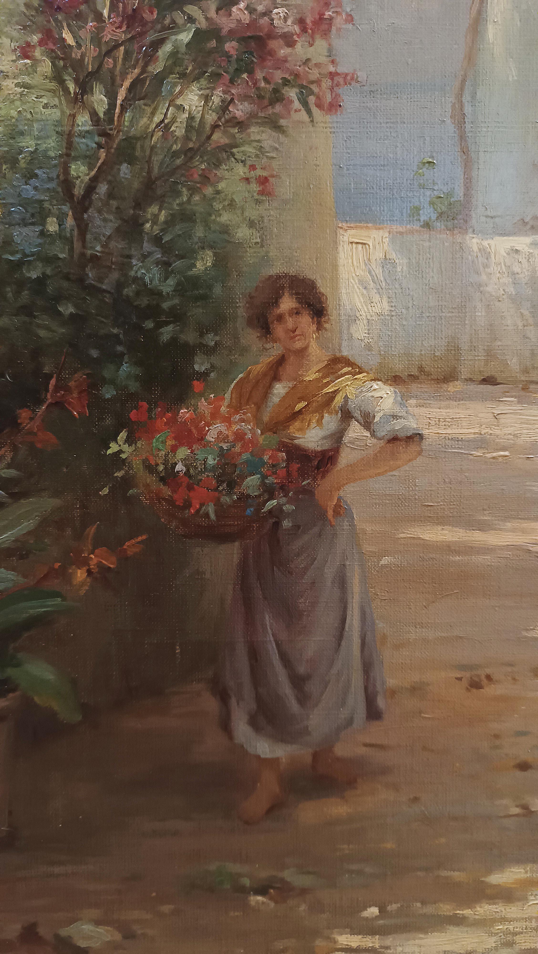 PREMIÈRE MOITIÉ DU 19e SIÈCLE PEINTURE AVEC VUE NEAPOLITAINE Bon état - En vente à Firenze, FI